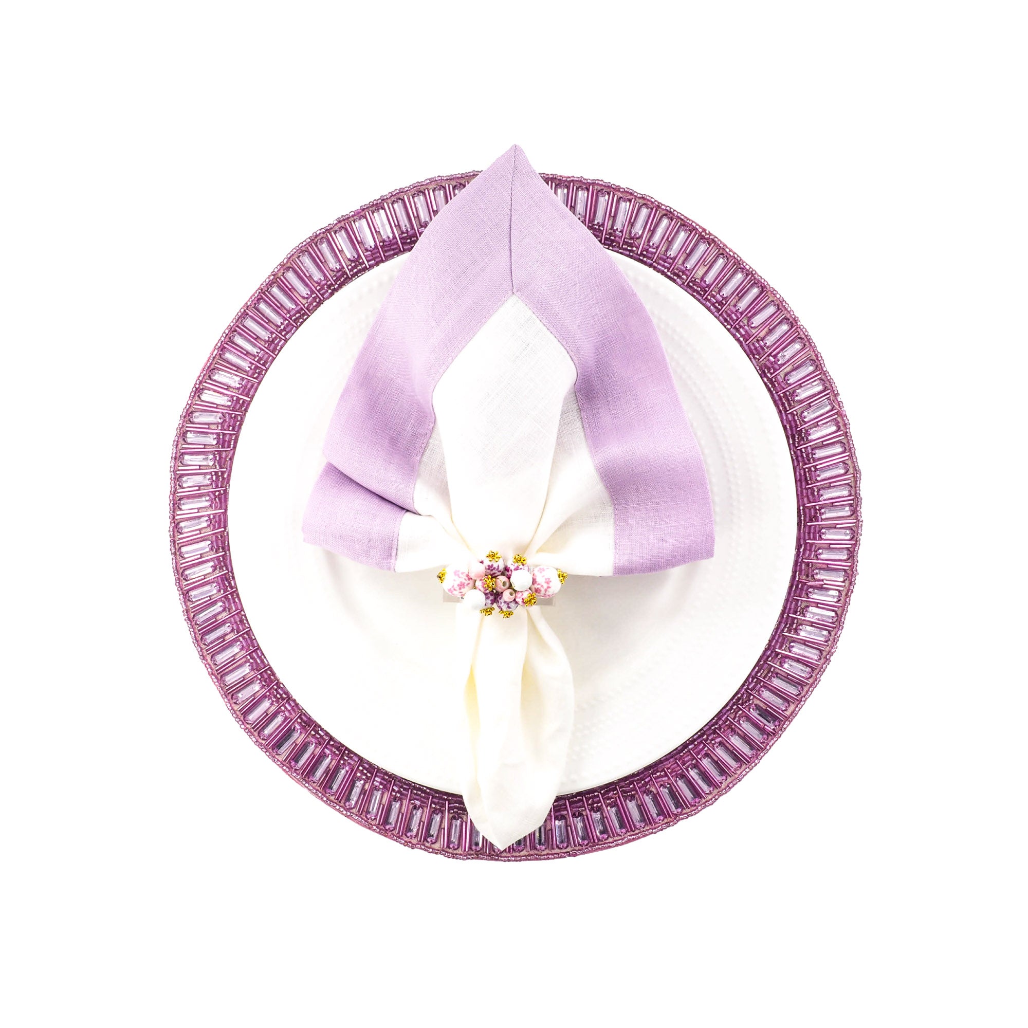 Handcrafted 100% Linen Napkins with Soft Colored Borders, 21X21 inches, Set of 4