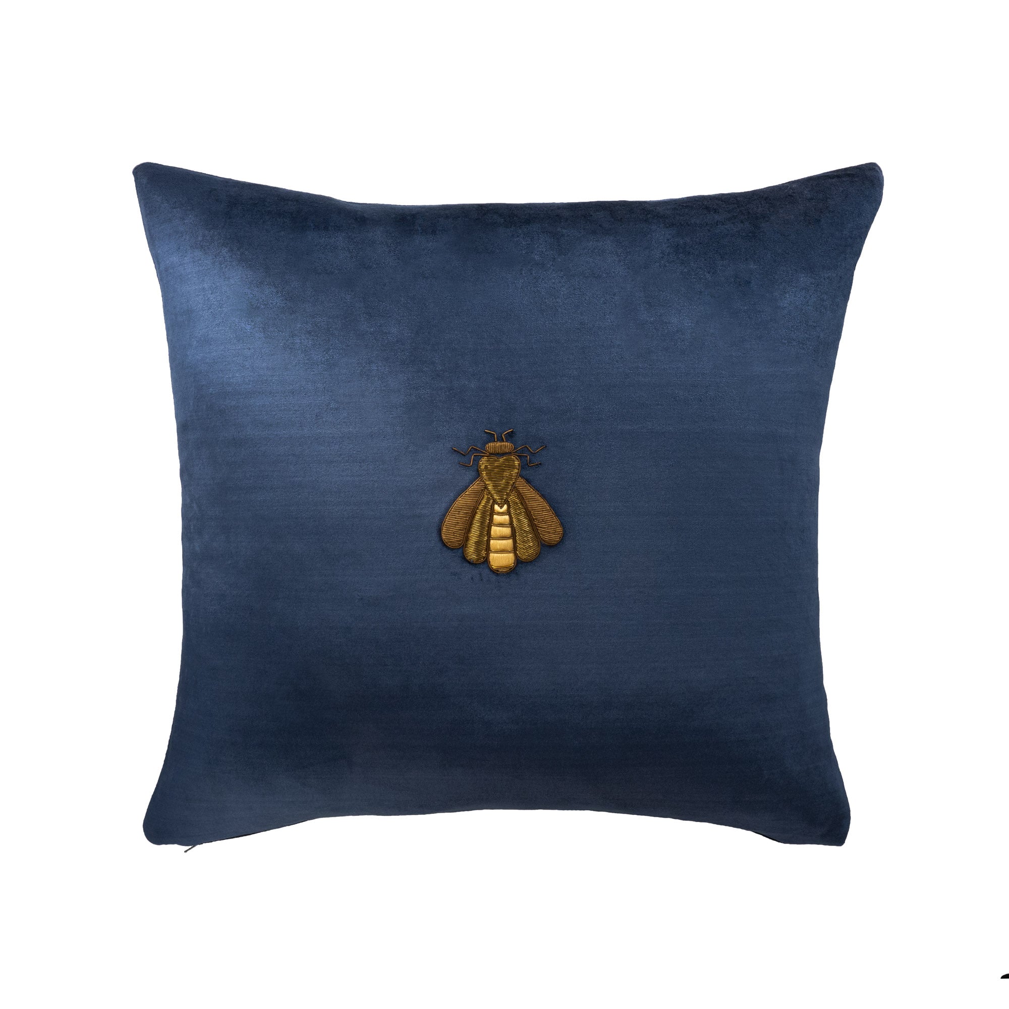 Navy Bee Silk Velvet Throw Pillow Cover 12 X 12