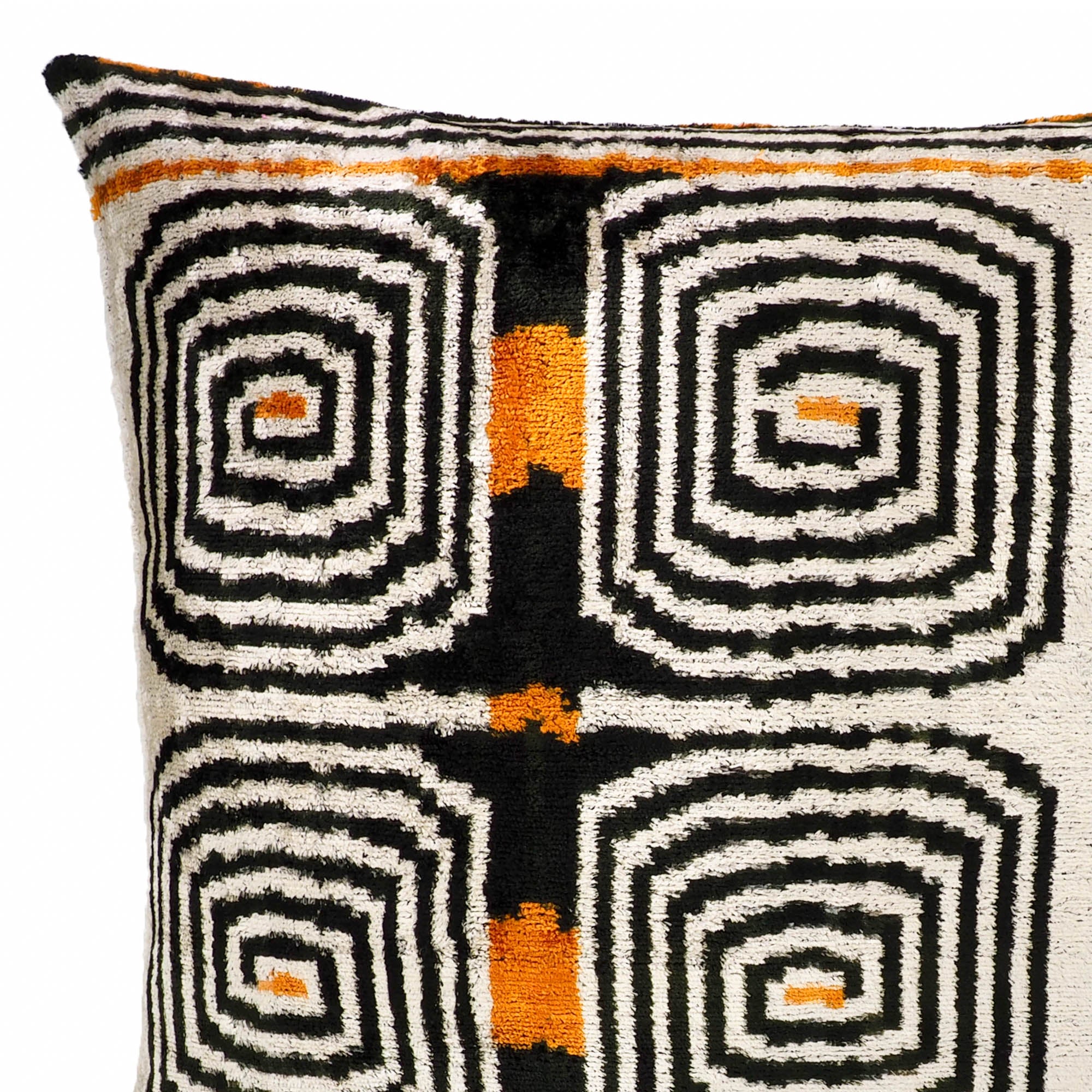 Bold and stylish Labyrinth Ikat pillow cover, 20" x 20", offering a tactile and visually striking home decor accent.