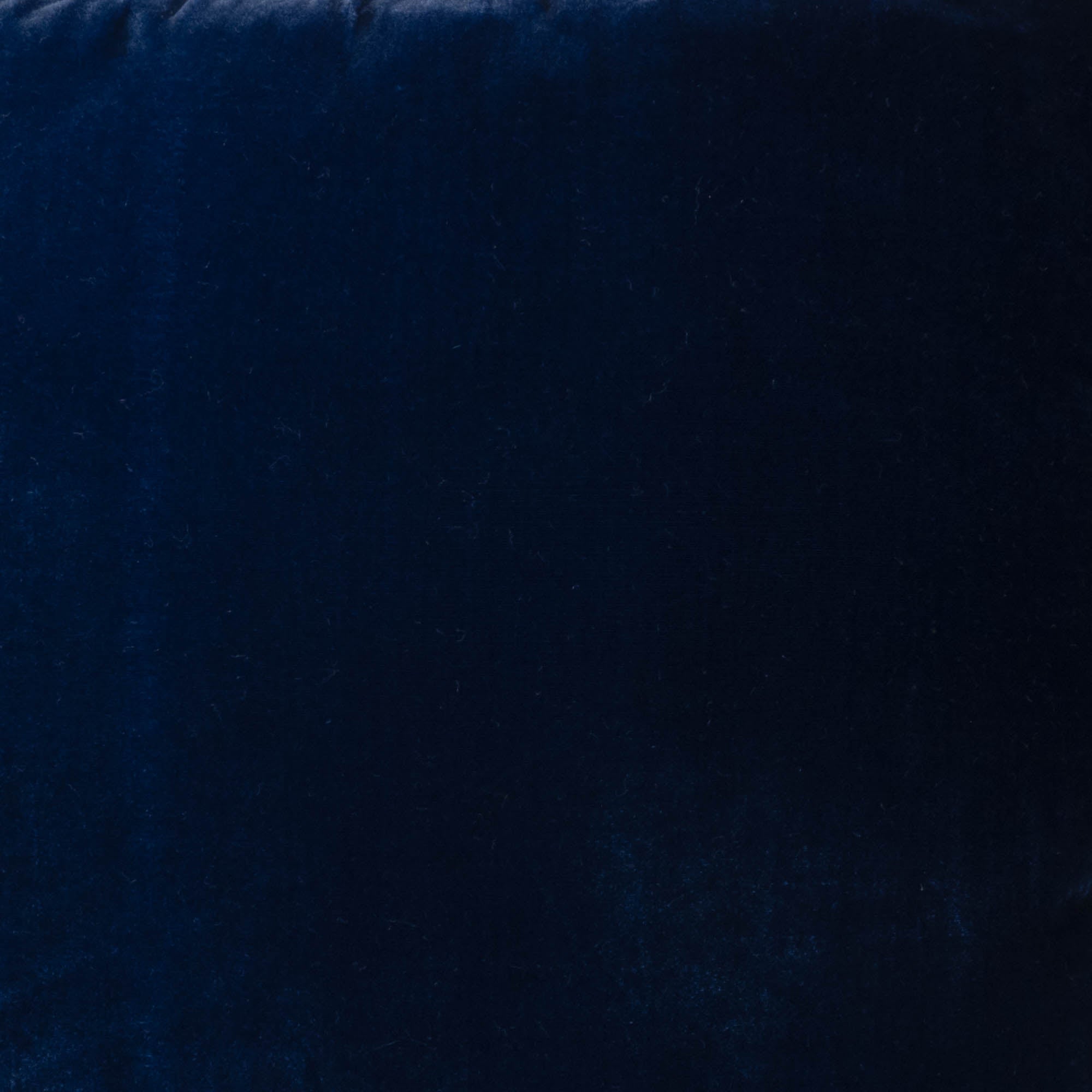 Chouchou Touch Navy Silk Velvet Pillow, 20 x 20, double-sided with fringes, offering timeless elegance and a plush, tactile experience for your space.