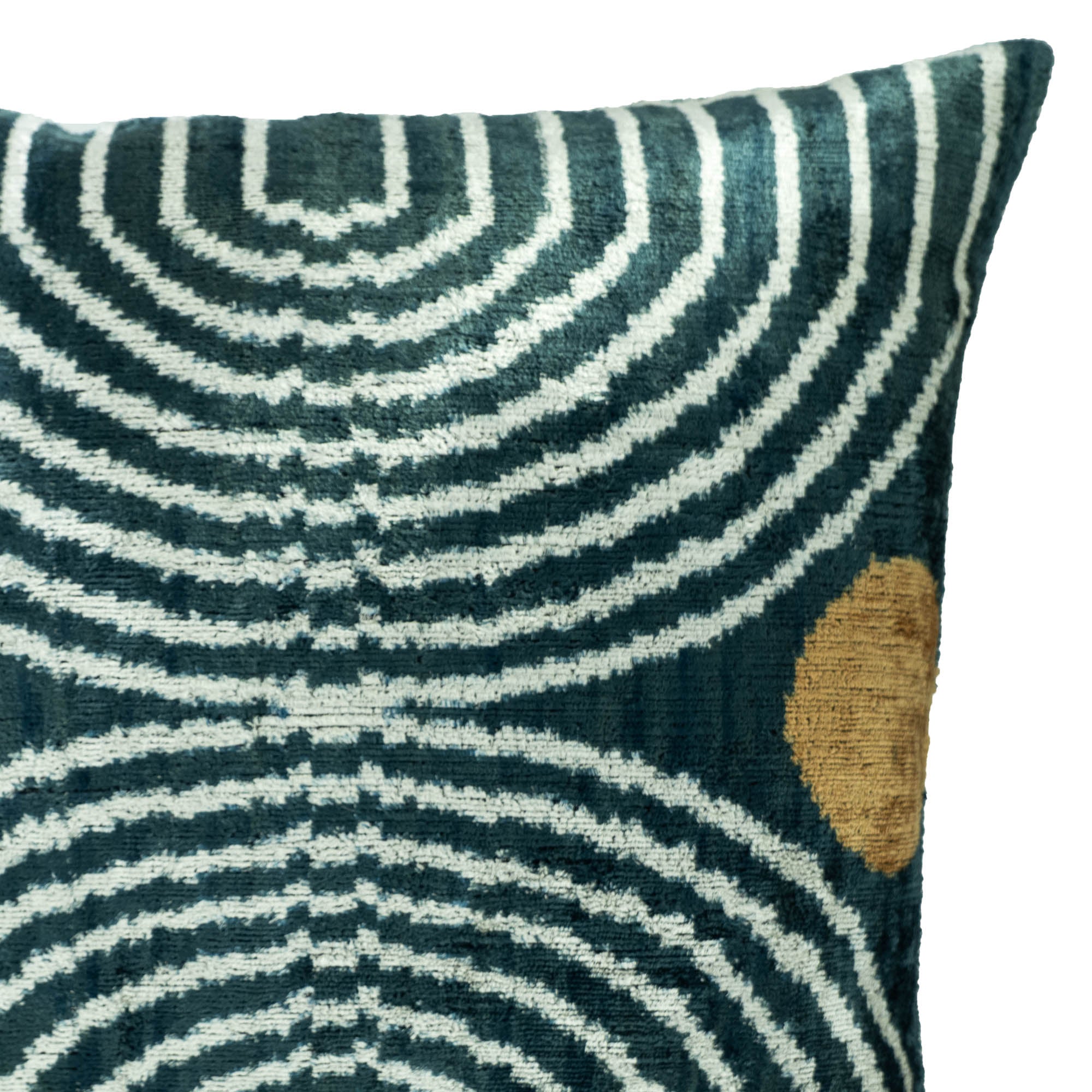Traditional Ikat silk velvet pillow cover with ripple designs, perfect for creating a bold and sophisticated interior.