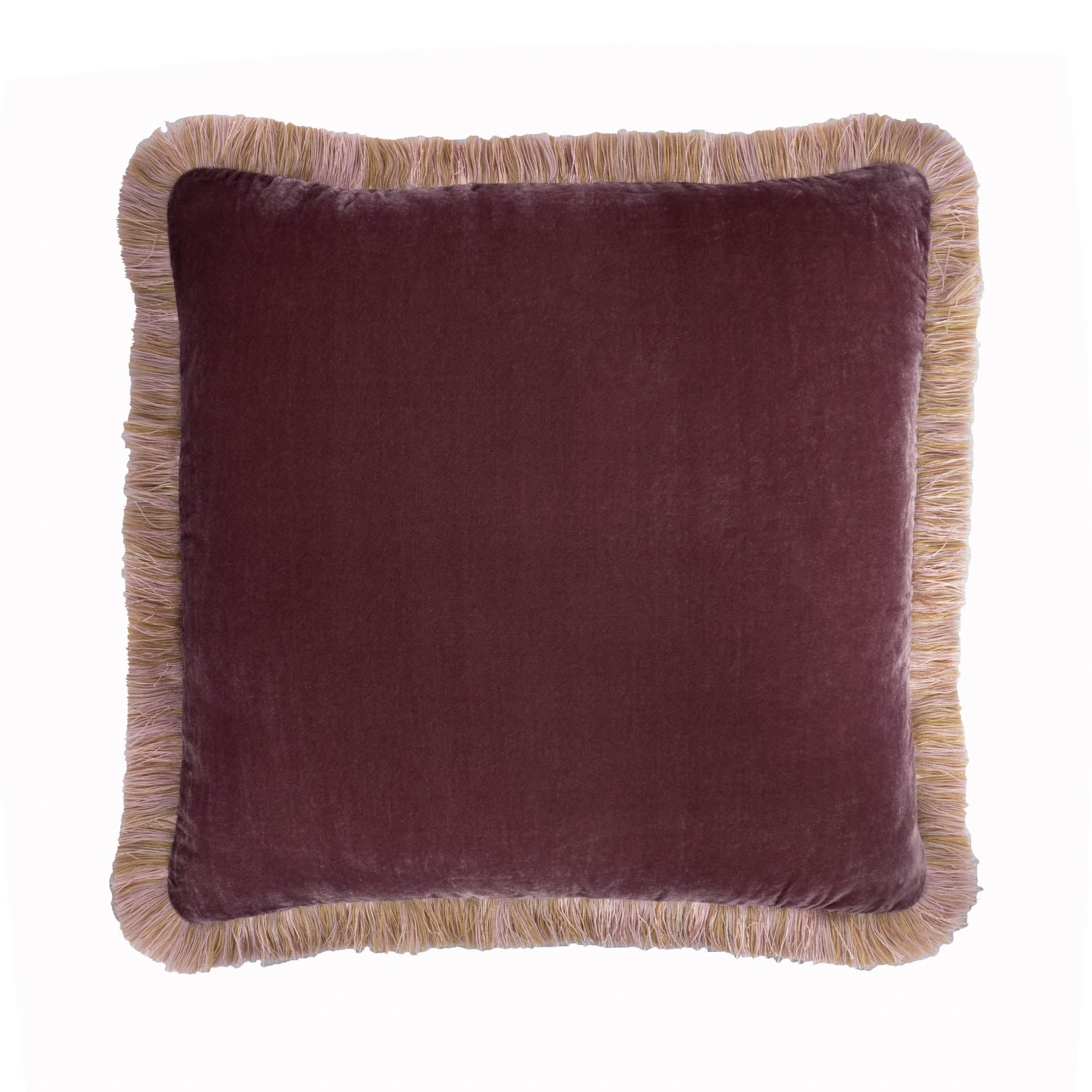 Chouchou Touch Rose Fringed Silk Velvet Throw Pillow, 20 x 20, double-sided, with plush velvet and intricate handmade fringes for an upscale look.