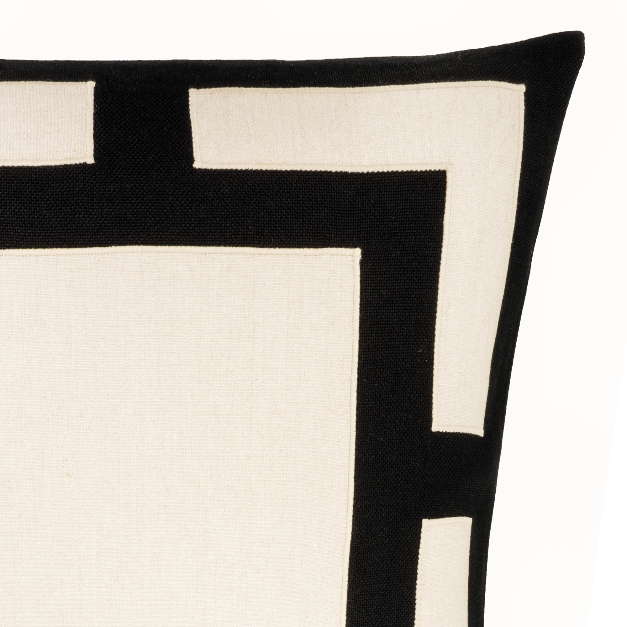 Elegant 22" x 22" black and white throw pillow case with coastal inspiration and smooth cotton texture.