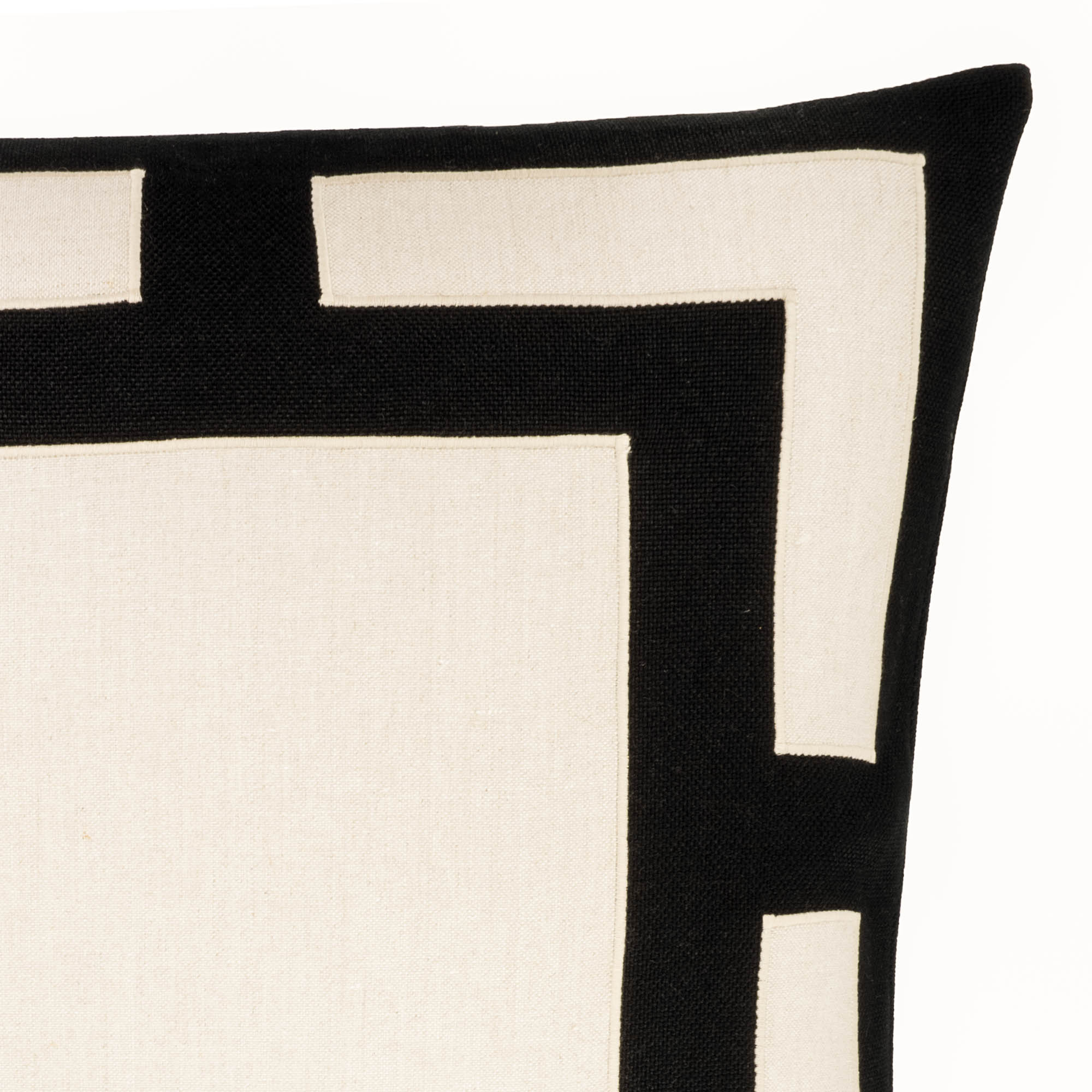 Sophisticated Greek-inspired throw pillow cover, made of cotton with a modern black and white design.