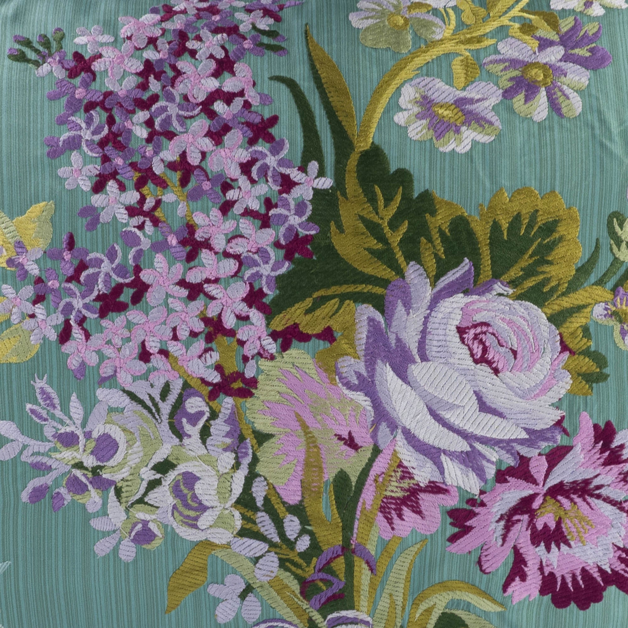 Chouchou Touch Bara Throw Pillow, 12" x 20", hand-embroidered floral design, offering luxury and comfort for your home.