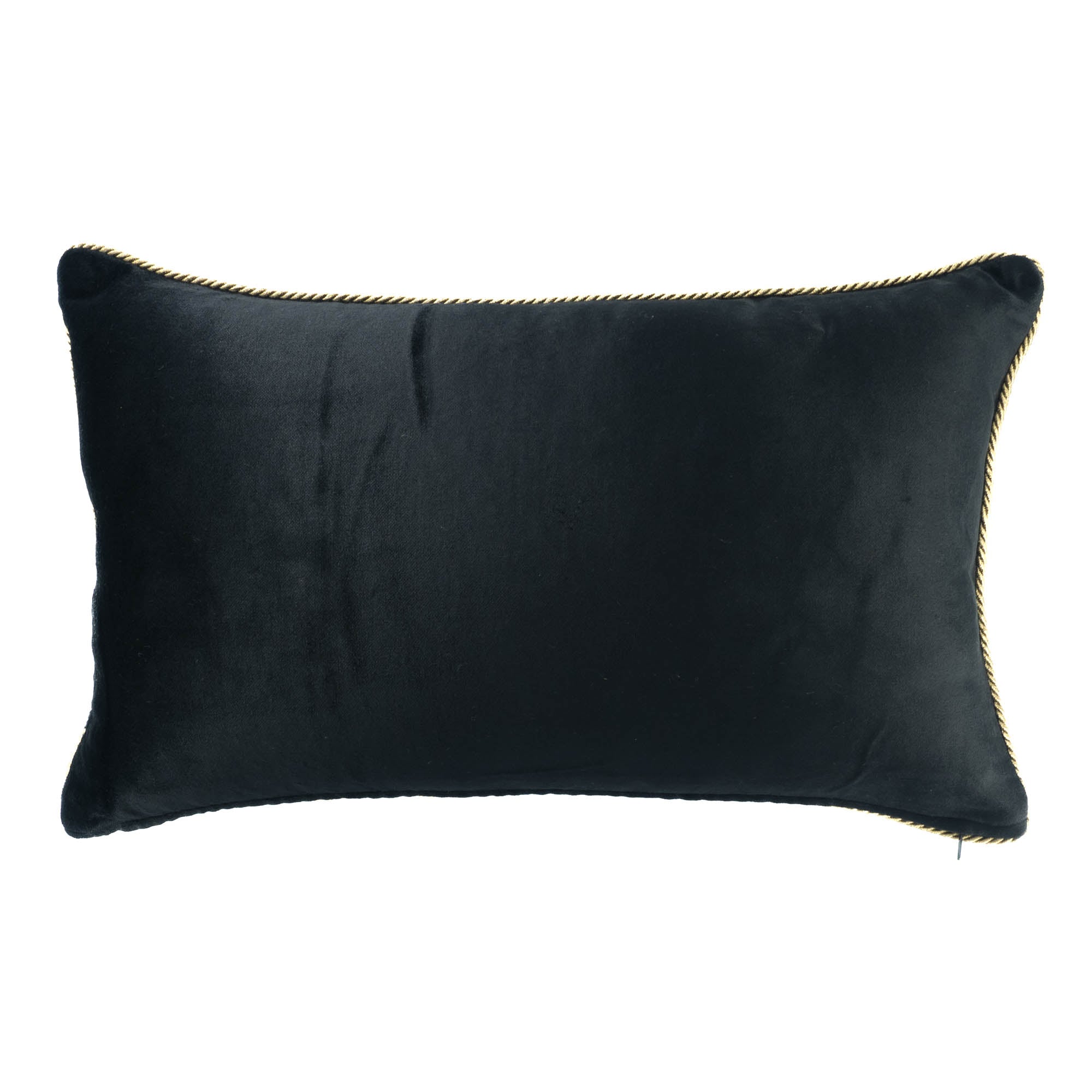 Rectangular velvet pillow with hand-embroidered golden bee and botanical motifs for elegant interiors.