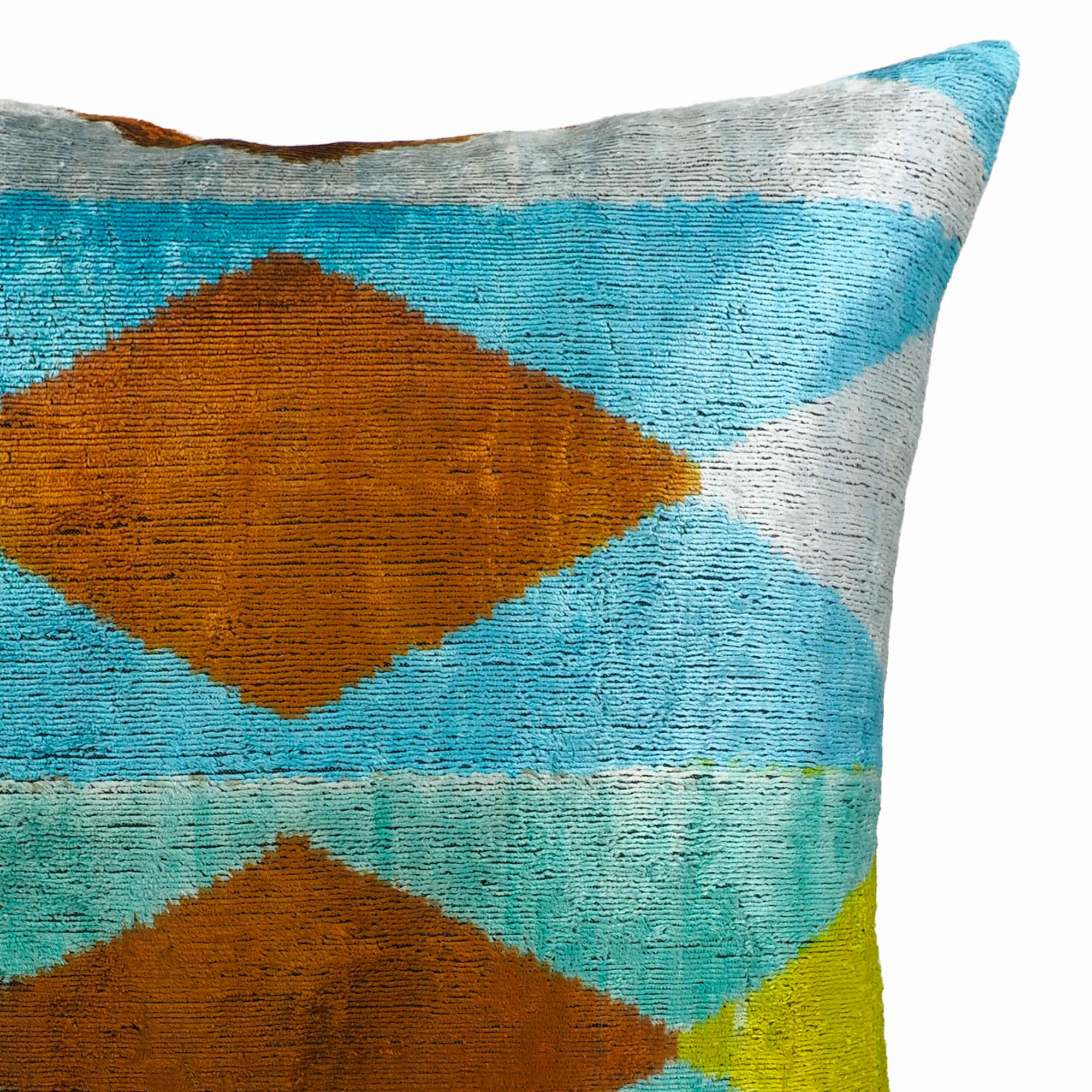 Blue Diamond Silk Velvet Ikat Throw Pillow Cover 20 X 20