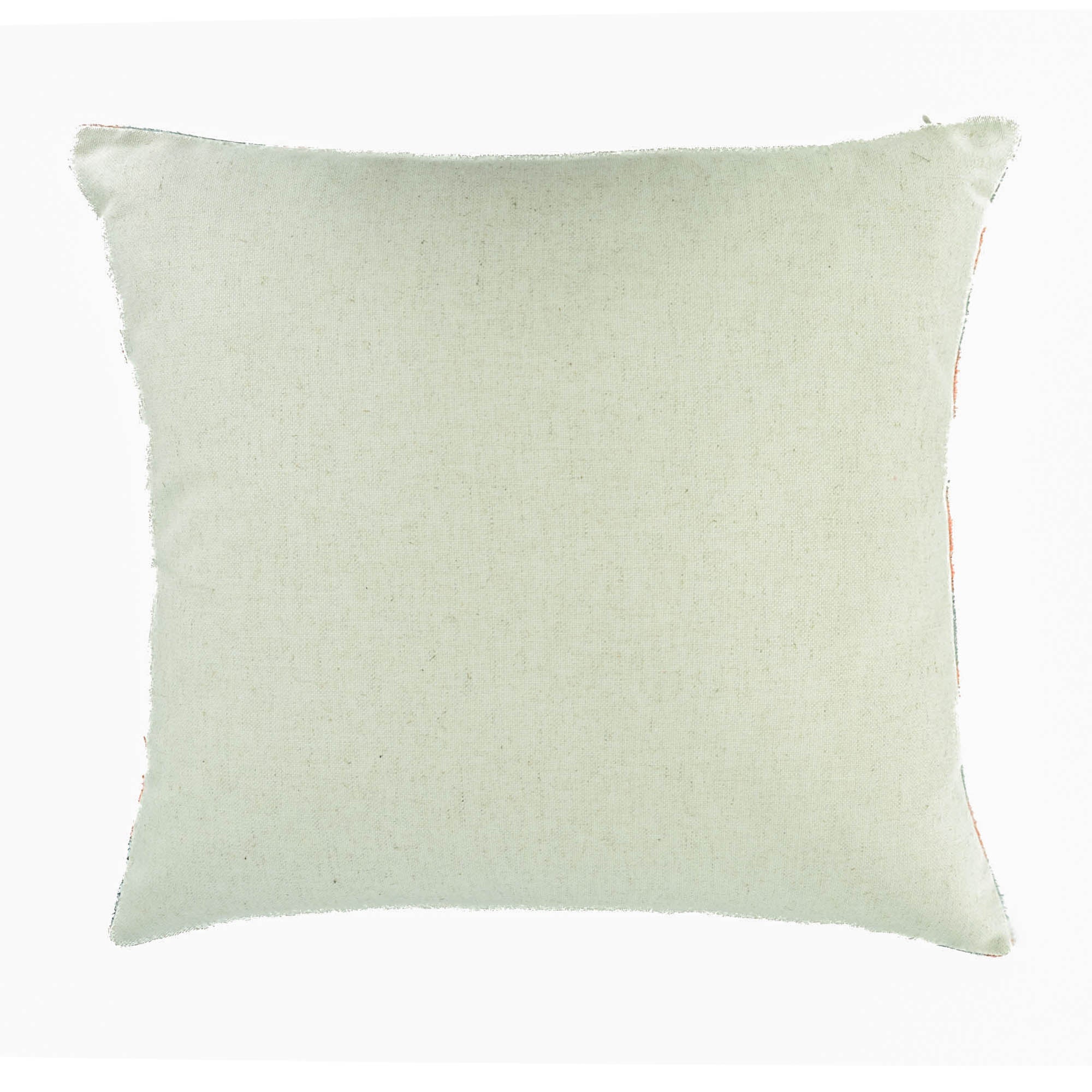 Premium silk velvet Ikat pillow in a soothing blue hue with peach geometric accents, perfect for a contemporary aesthetic.