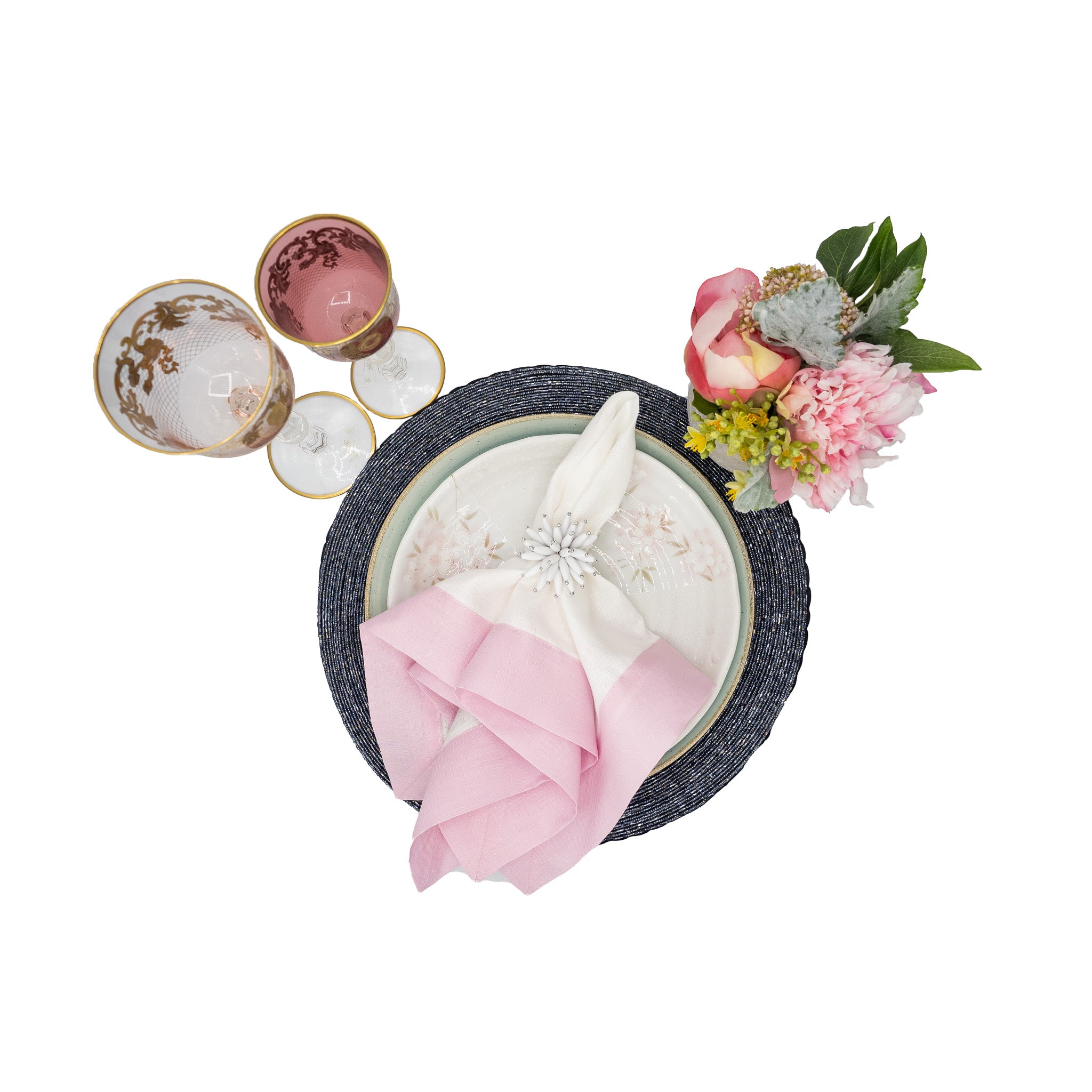 Set of 4 blush linen napkins, 21x21 inches, ideal for enhancing both casual gatherings and fancy events.