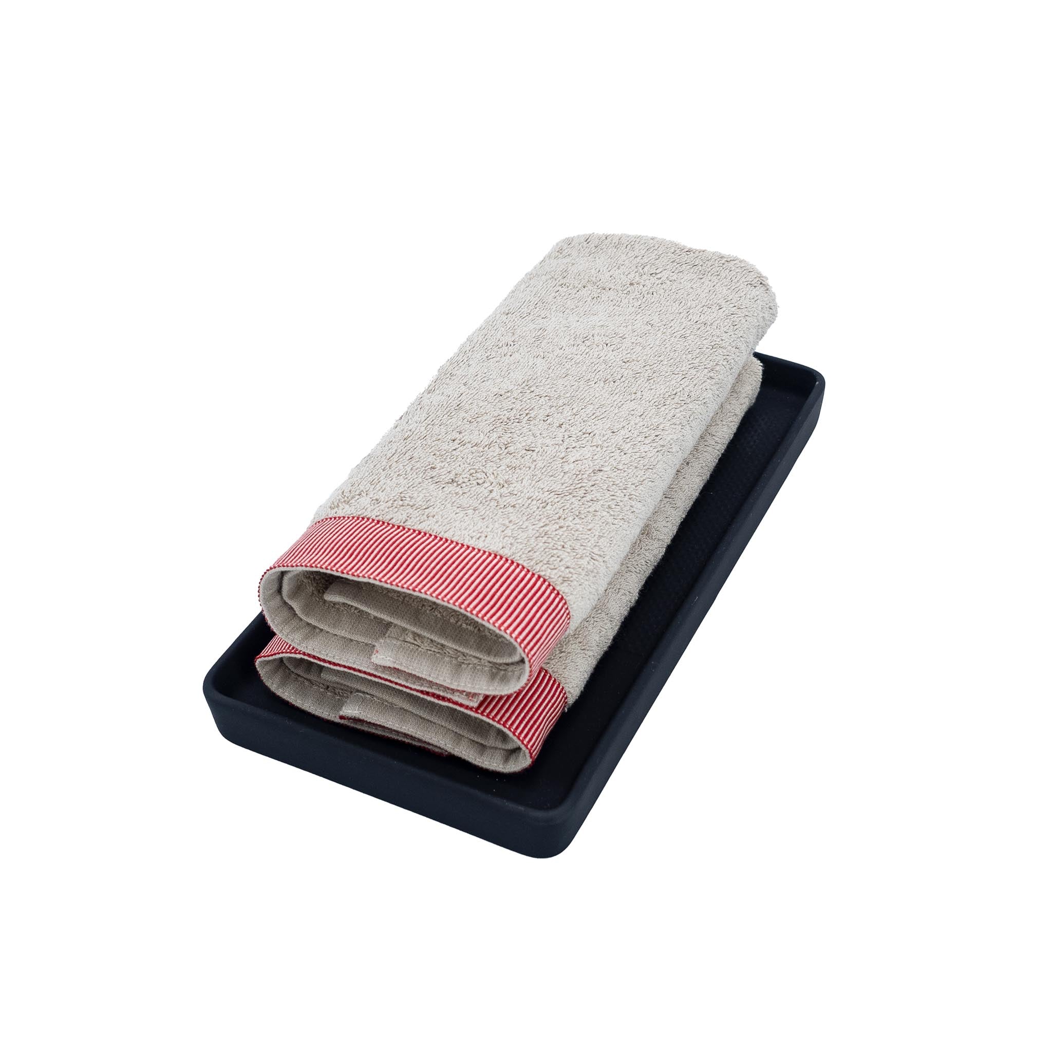 Camel Guest Towels With Red Stripes Set of 2