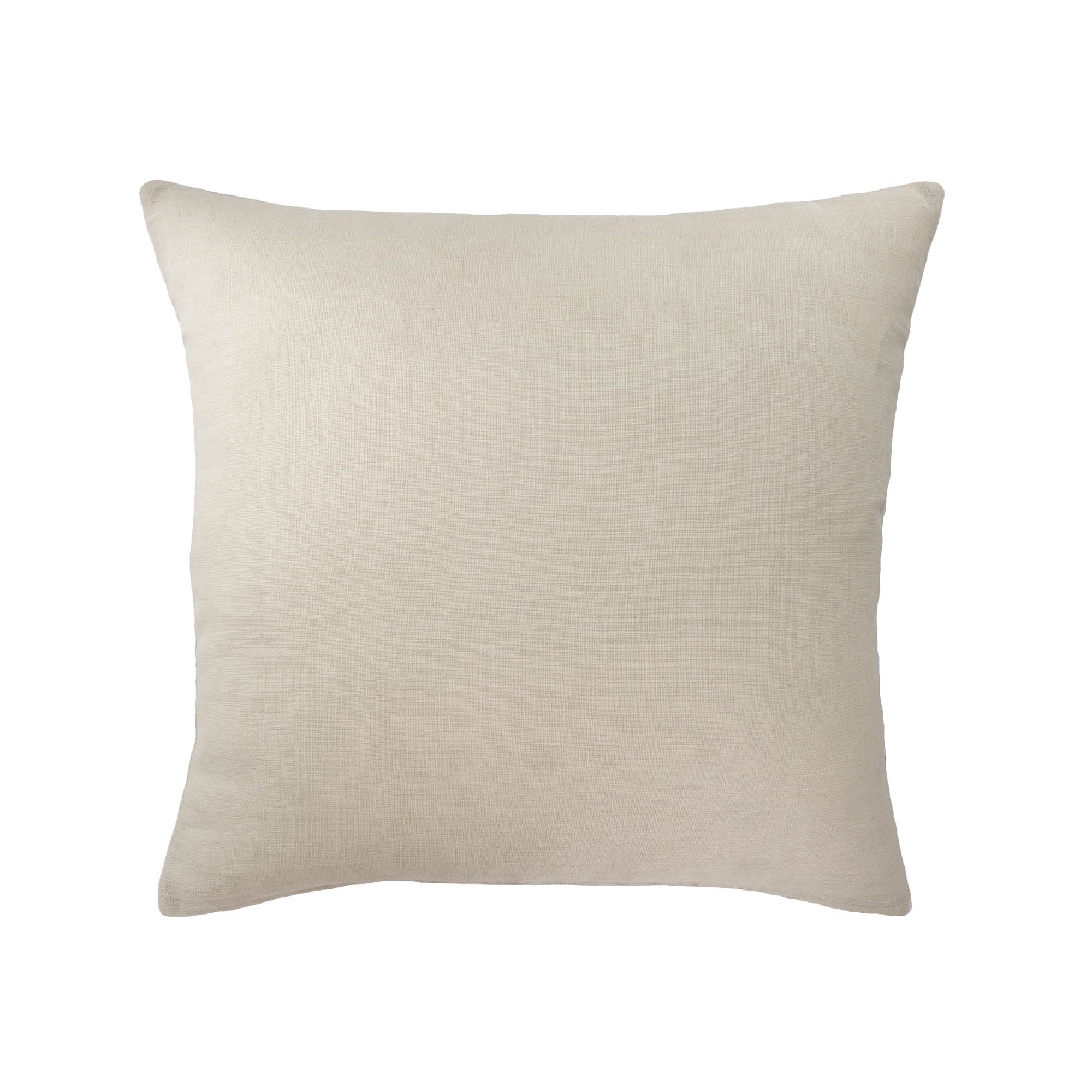 Back side of Chantilly embroidered linen throw pillow cover in natural beige linen with soft texture and hidden zipper by ChouChou Touch