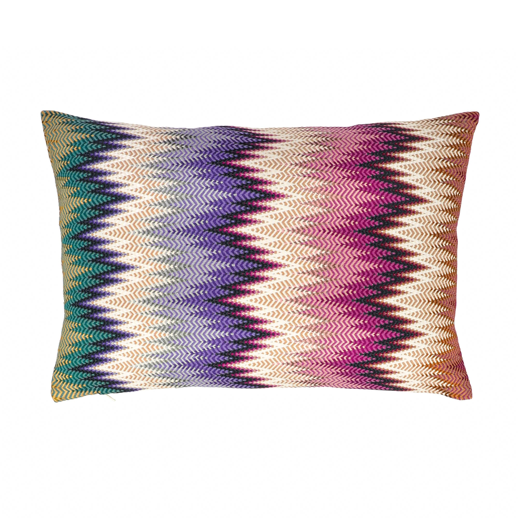 Chouchou Touch Chevron Throw Pillow, crafted with hues of blue, green, and yellow for a stylish accent.