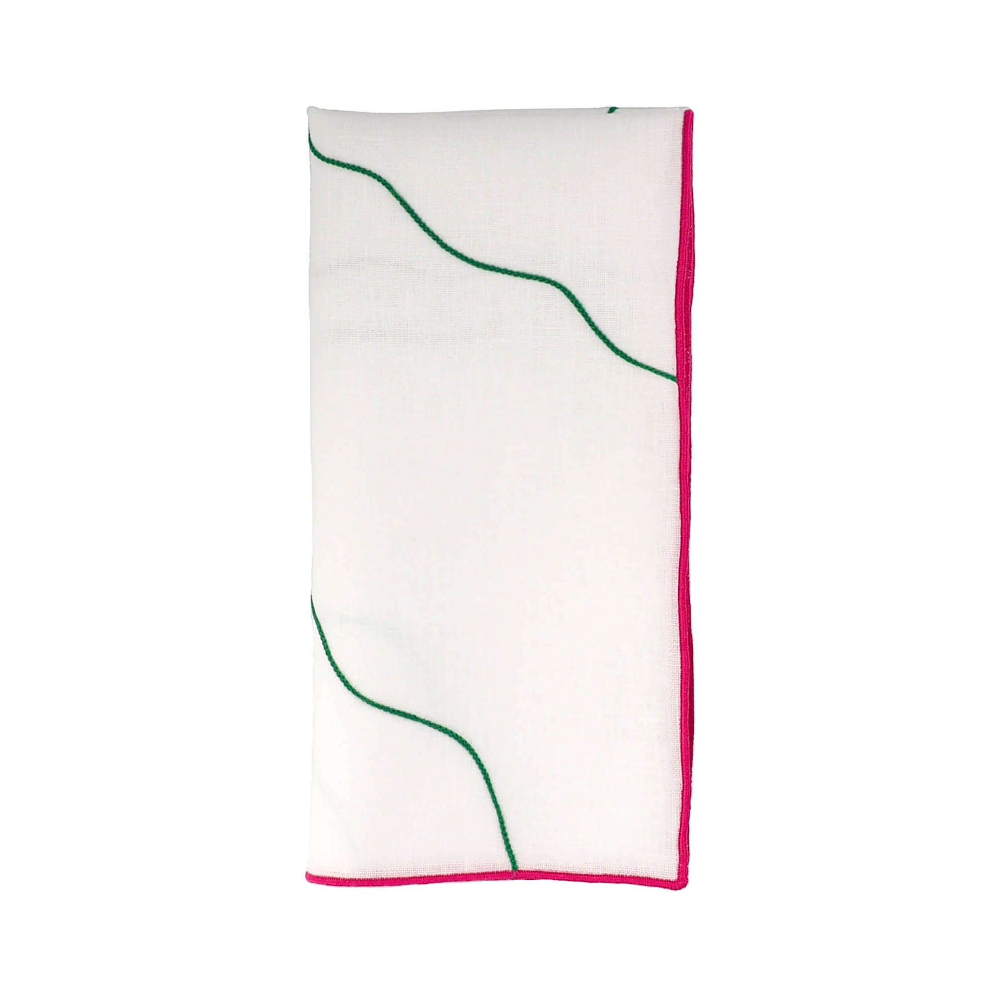 Handmade Chicago Linen Napkins with red stitch edges, perfect for both formal dinners and casual family meals.