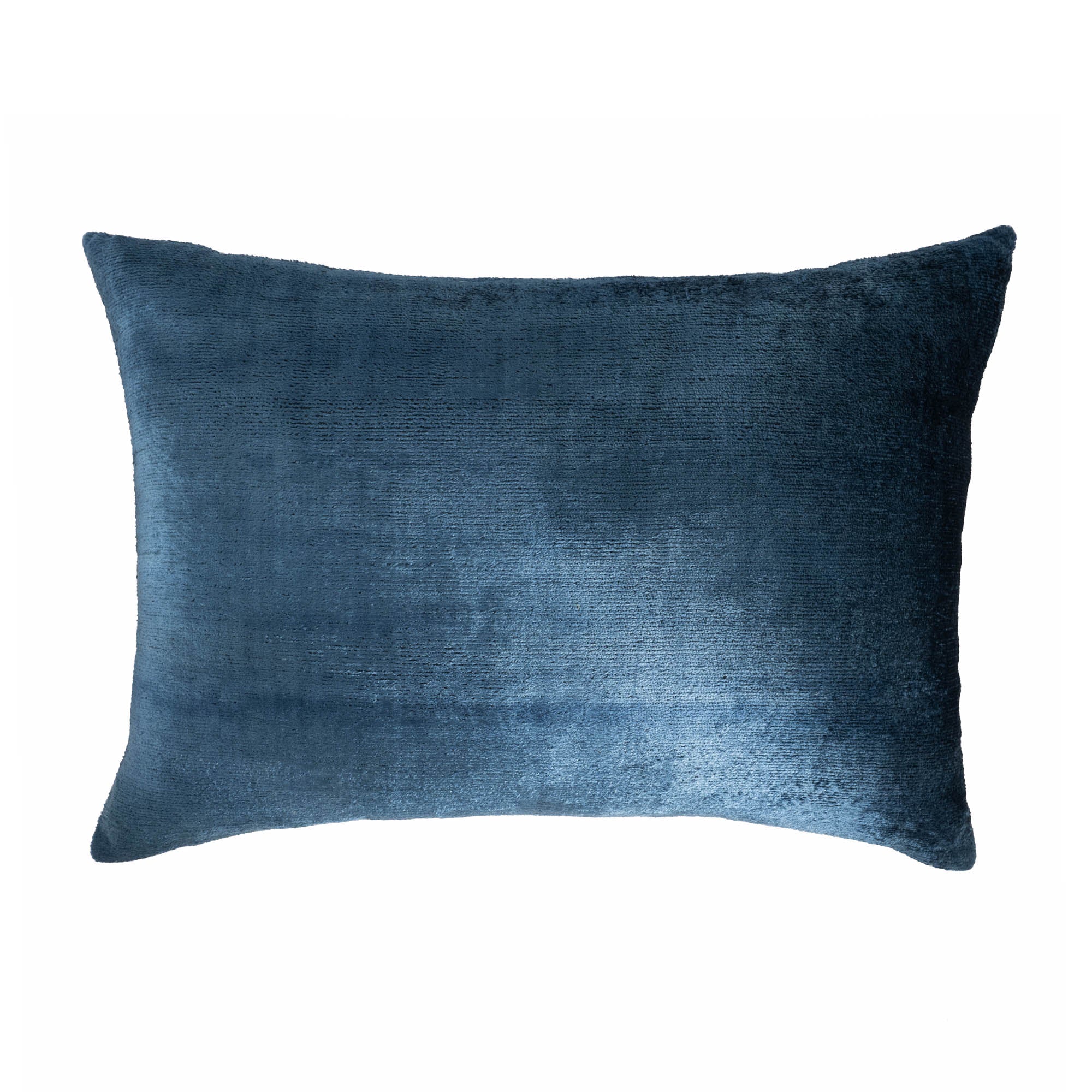 Coastal Blue Silk Velvet Ikat Pillow Cover by Chouchou Touch, 16x24 inches.