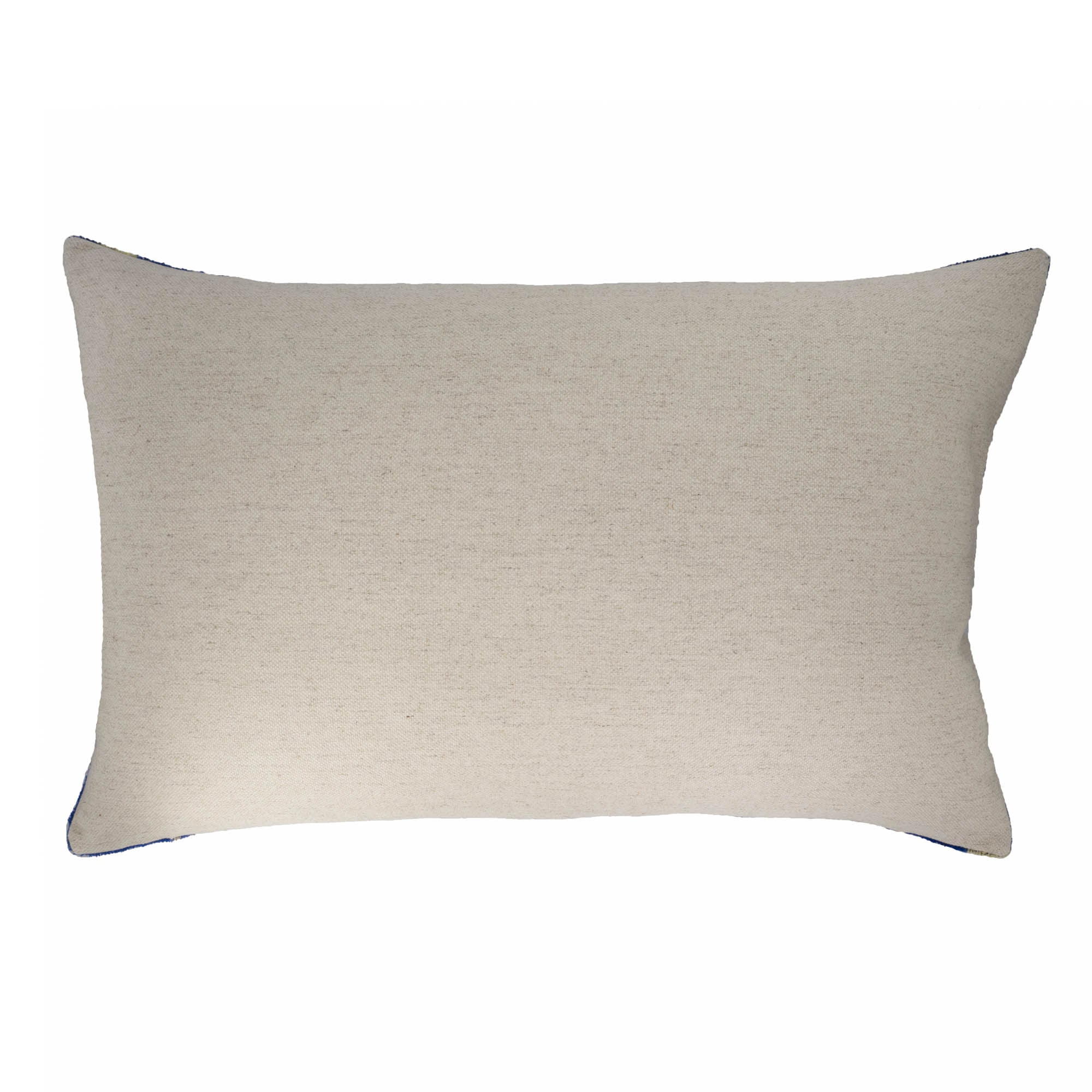 Back side of Coastal Silk Velvet Ikat Pillow Cover in soft beige silk velvet with smooth texture and invisible zipper by ChouChou Touch