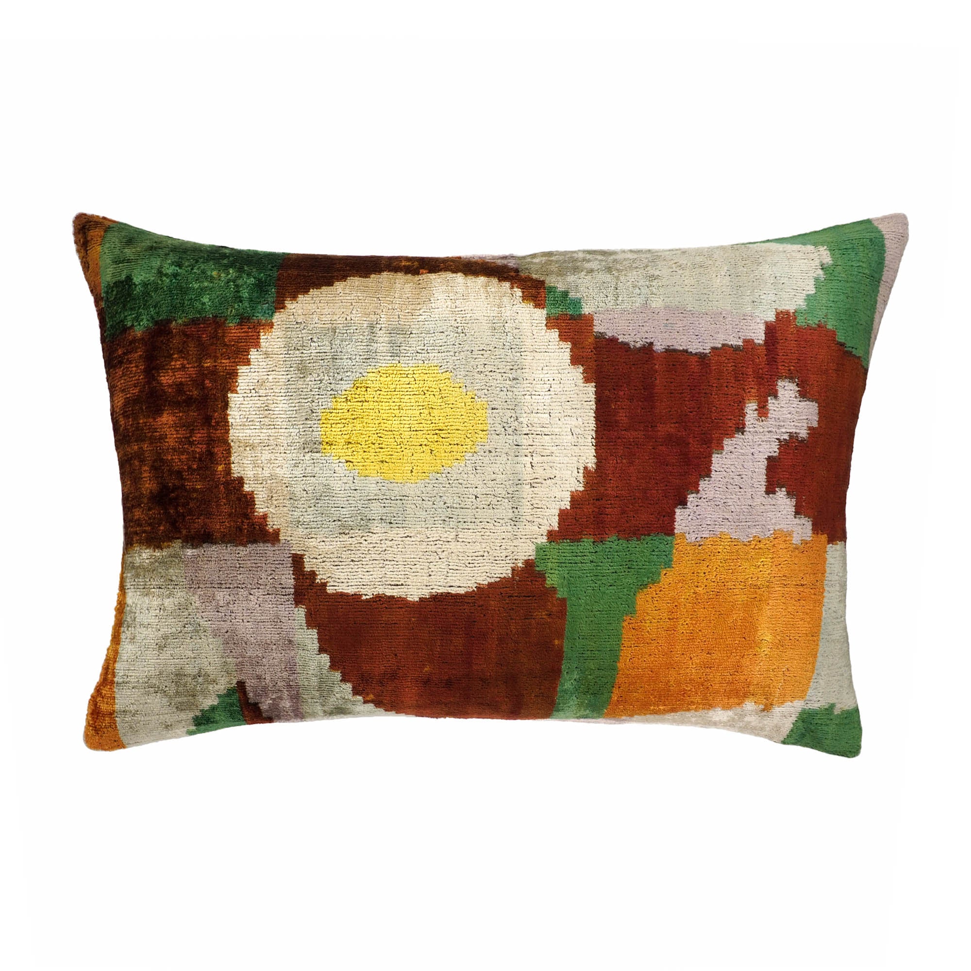 Everglades Silk Velvet Ikat Throw Pillow Cover, 16 x 24, blending ancient Ikat weaving tradition with modern silk velvet, perfect for adding sophistication to your decor.