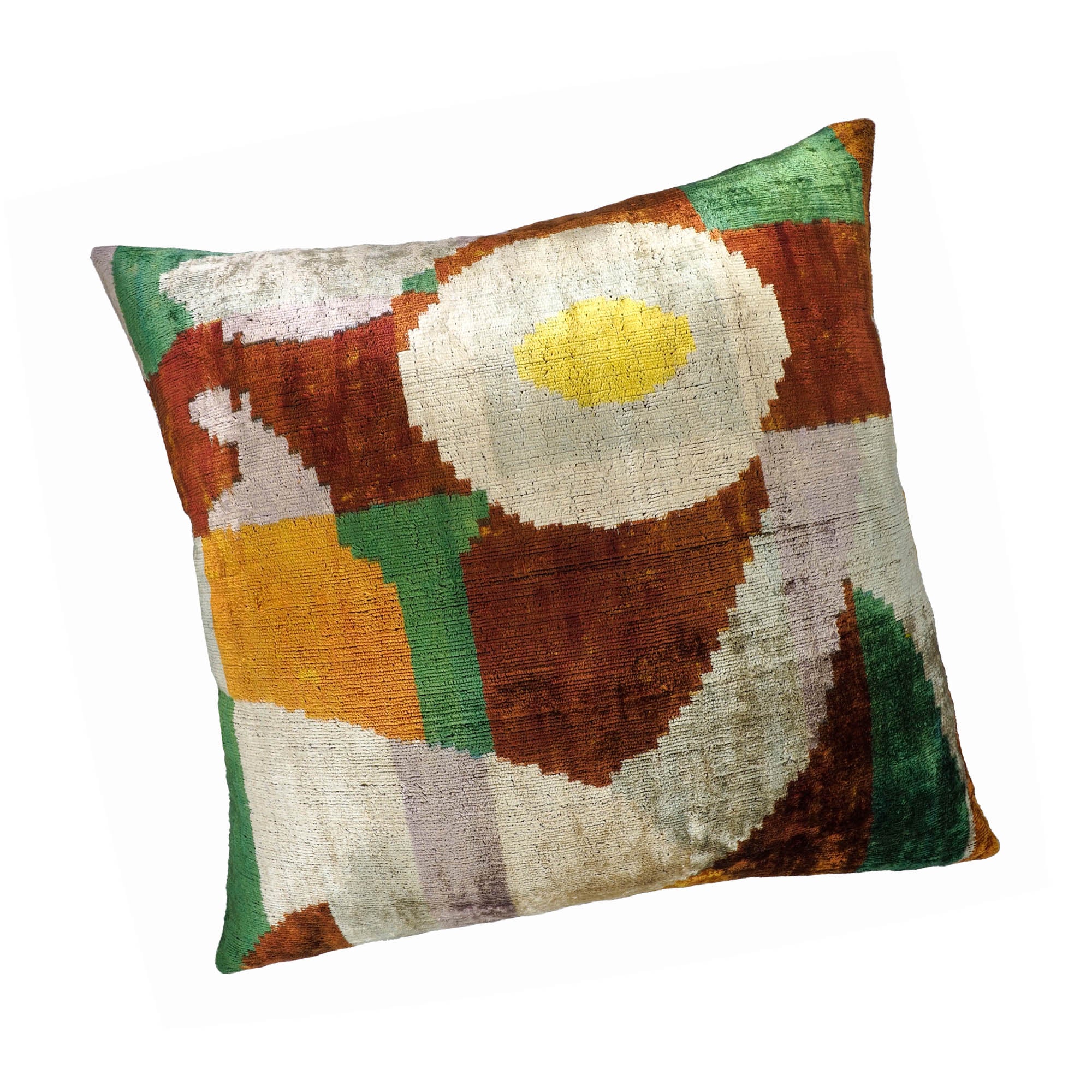 Everglades Silk Velvet Ikat Throw Pillow Cover 24 X 24