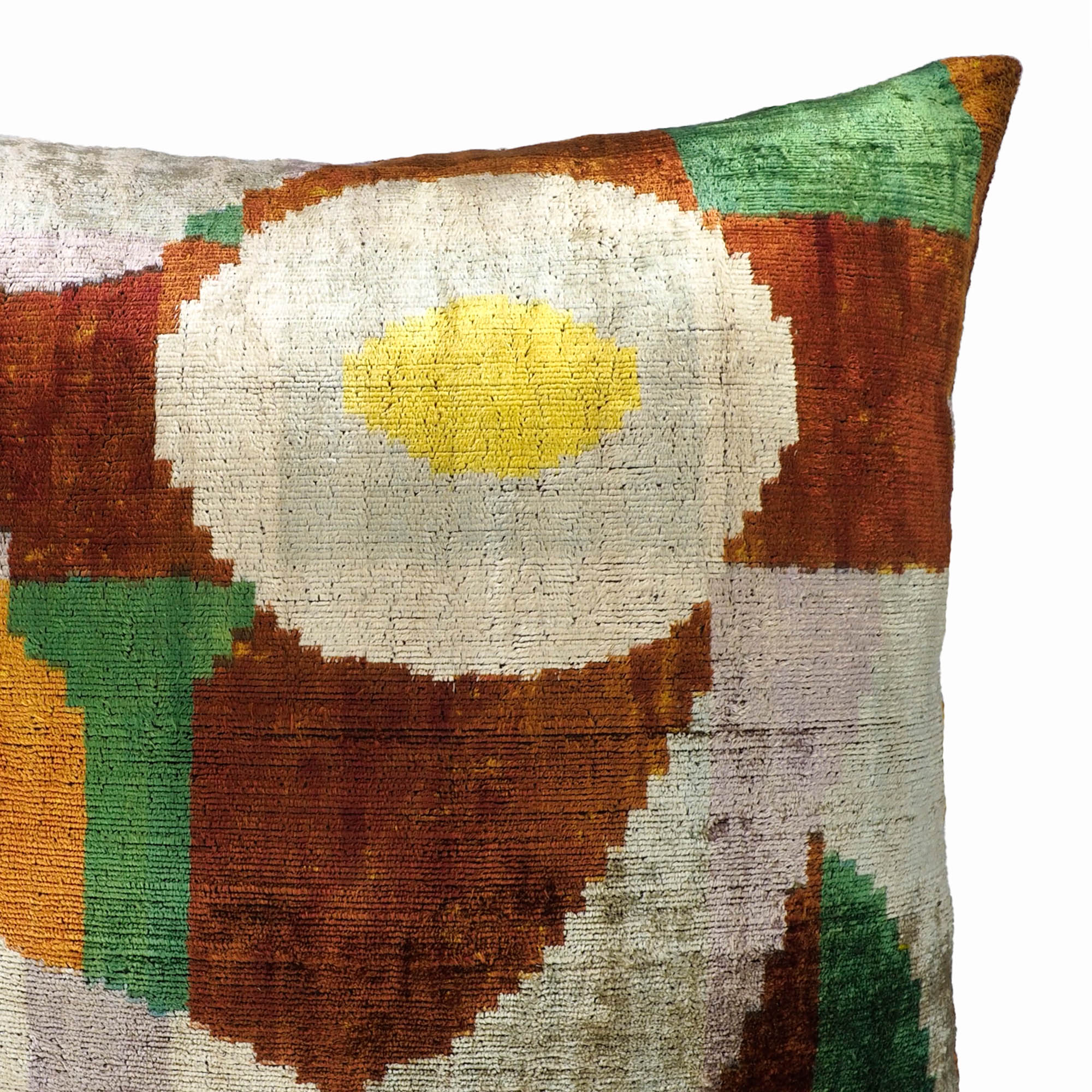 Everglades Silk Velvet Ikat Throw Pillow Cover 24 X 24