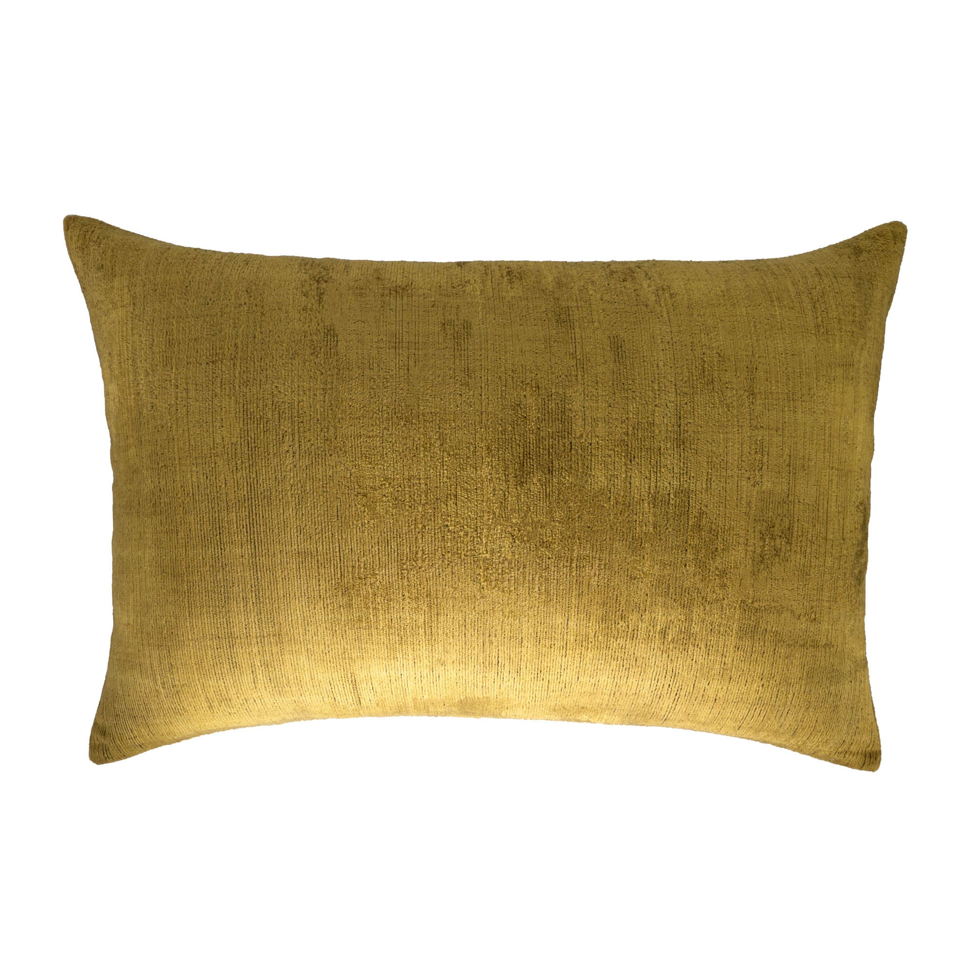 Gold Silk Velvet Ikat Pillow Cover by Chouchou Touch, 16x24 inches, handcrafted from pure silk.