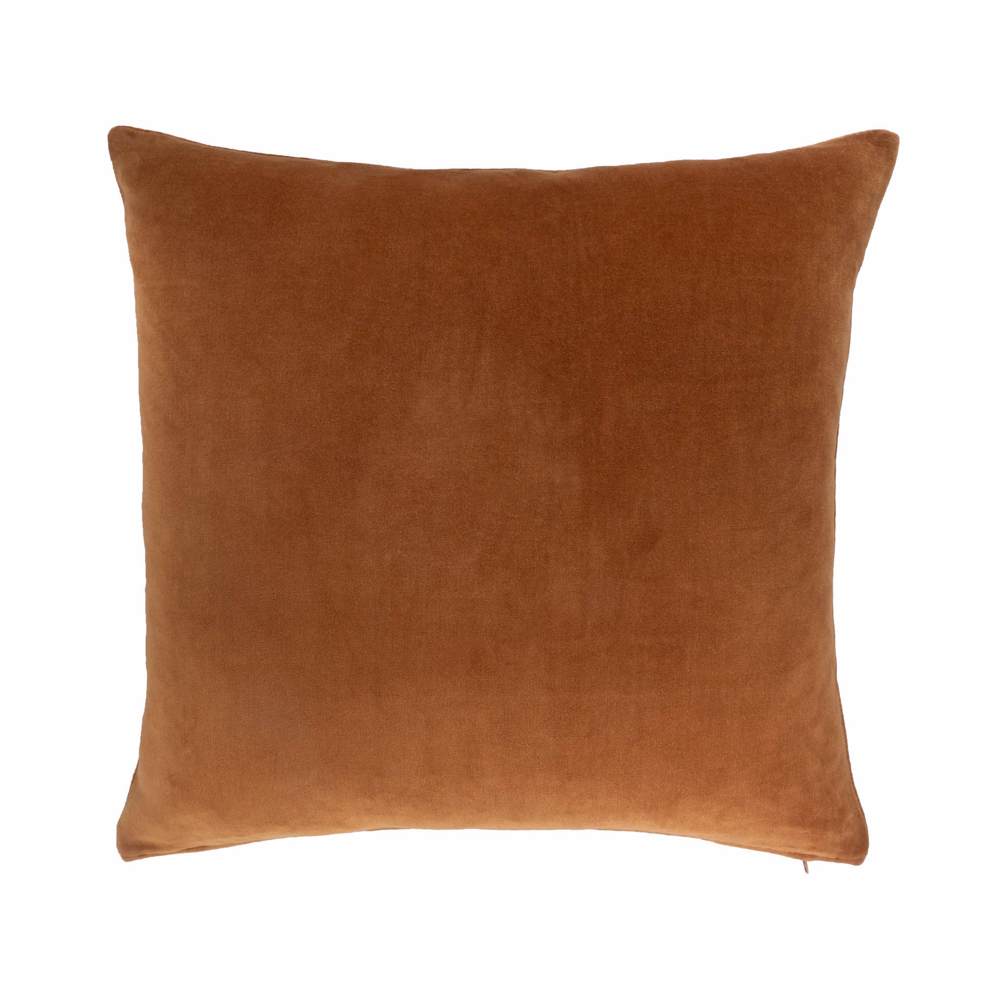 Back view of orange velvet throw pillow cover with golden bee detail, inspired by medieval embroidery made by ChouChou Touch