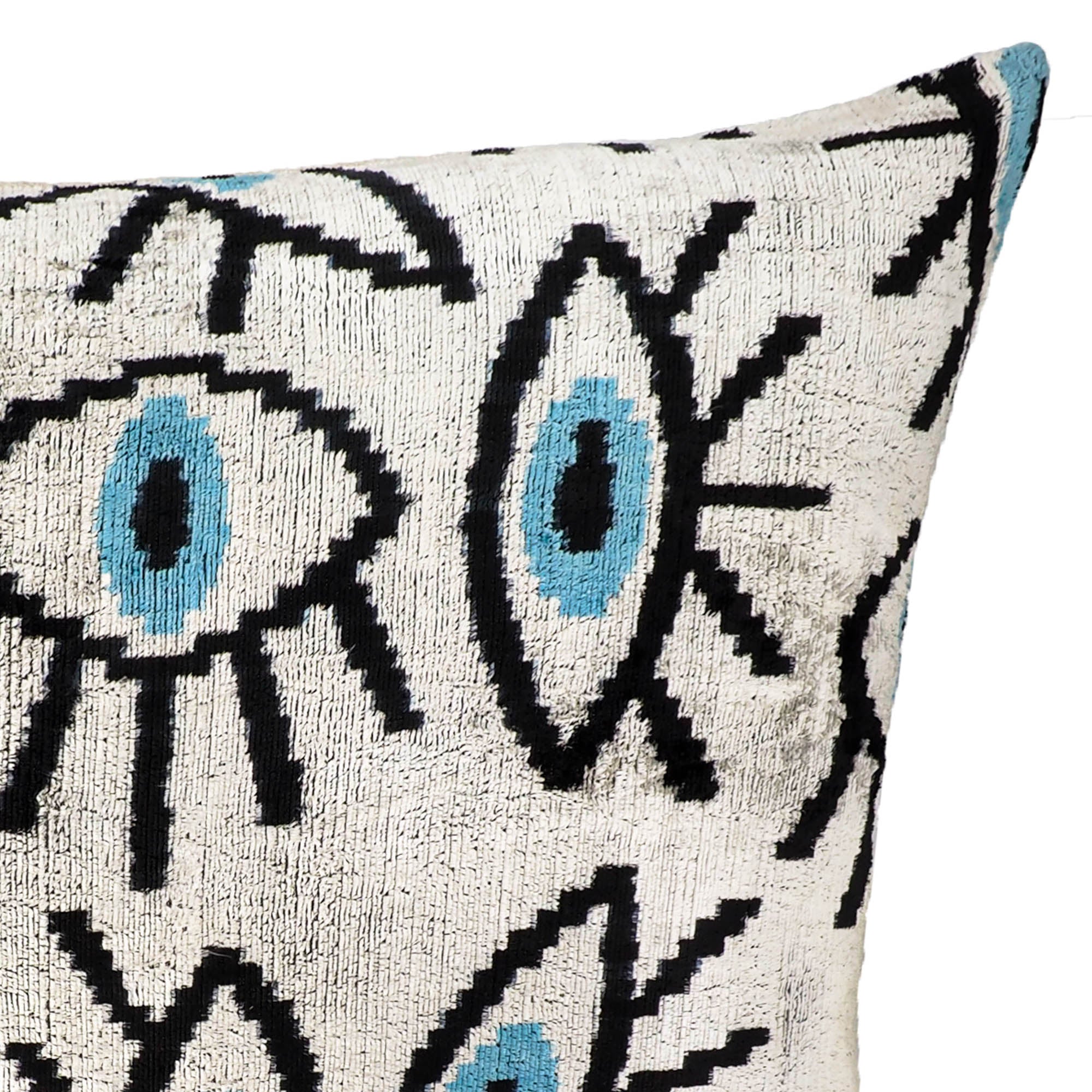Gray Eyes Silk Velvet Ikat Throw Pillow Cover, 16 x 24, made from pure silk velvet with handwoven gray Ikat designs, offering a plush and stylish home accessory.