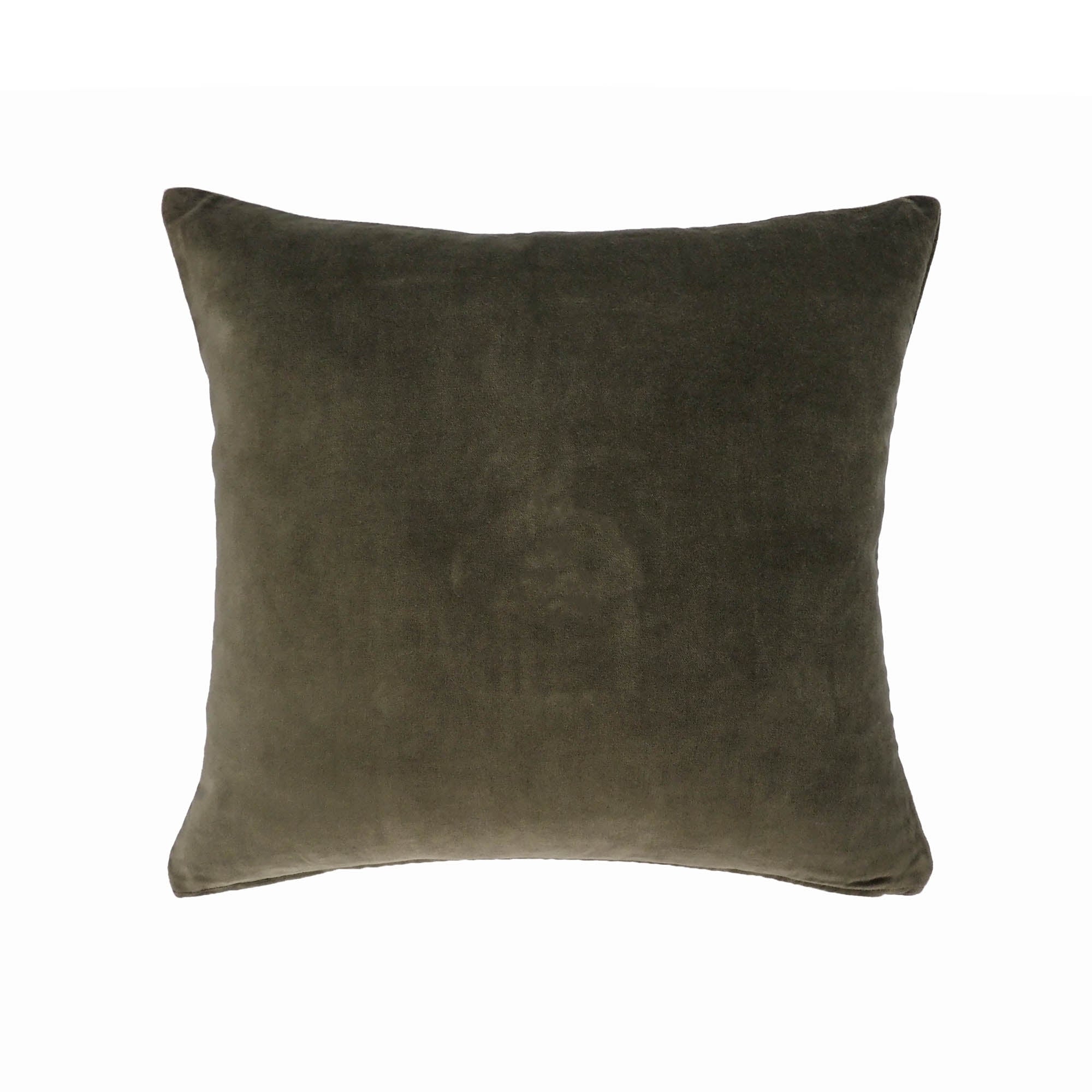 Luxurious green velvet pillow cover with central embroidered golden bee design.