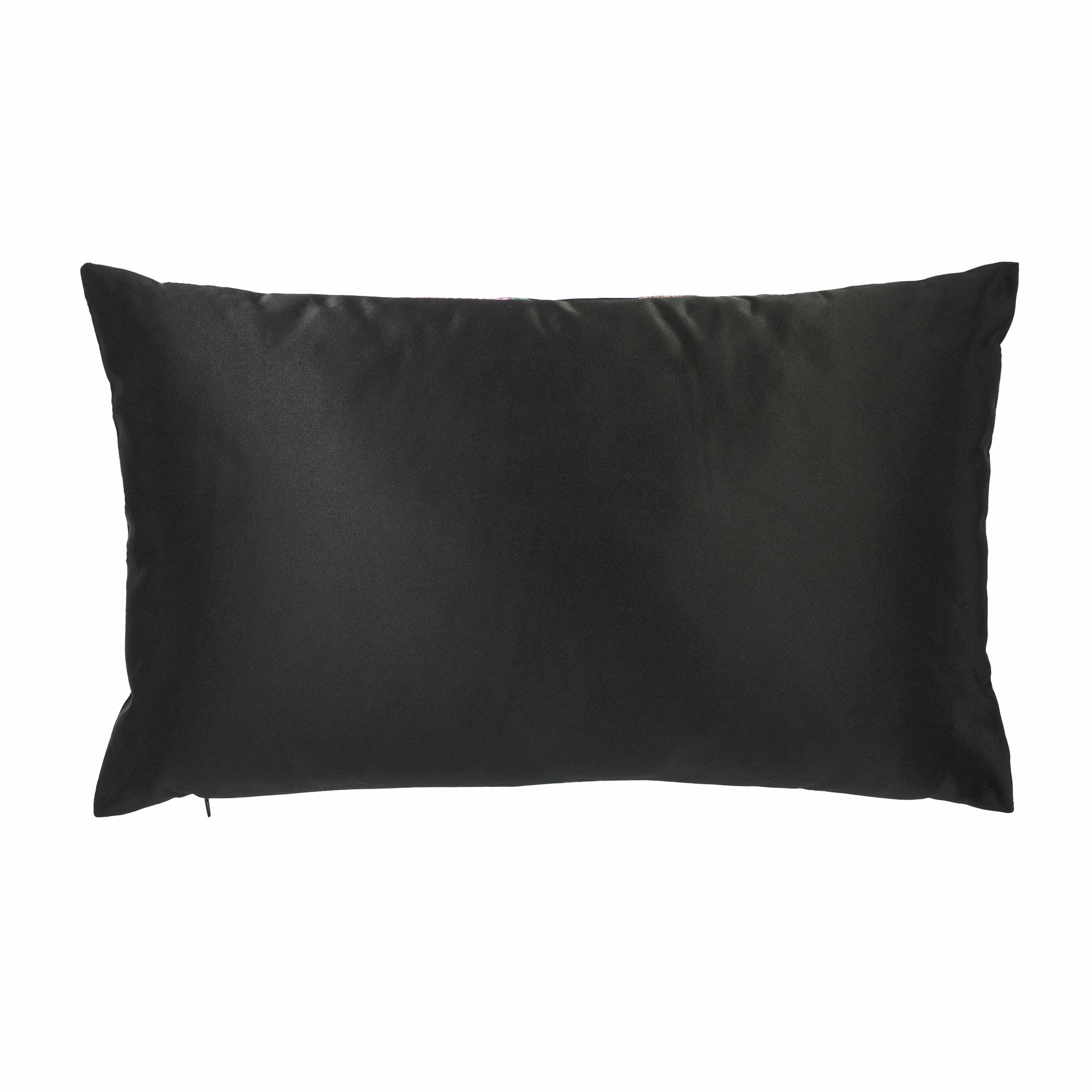 Chouchou Touch Hasu Throw Pillow Cover, 12" x 20", crafted with satin and cotton, featuring hand-embroidered floral details for an elegant look.