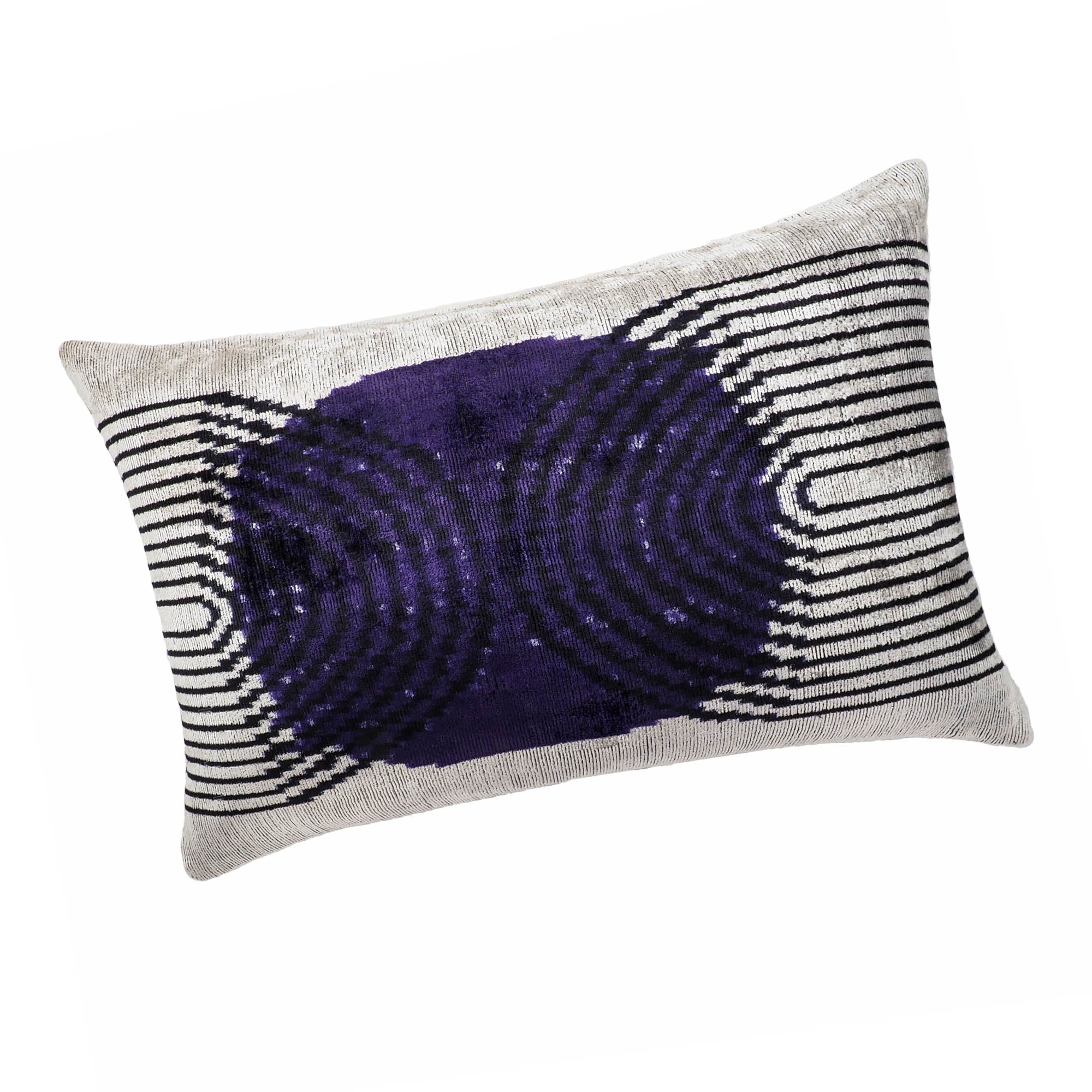 Infinity Silk Velvet Ikat Throw Pillow Cover, 16 x 24, featuring unique geometric designs and silky smooth velvet texture for a bold and sophisticated look.