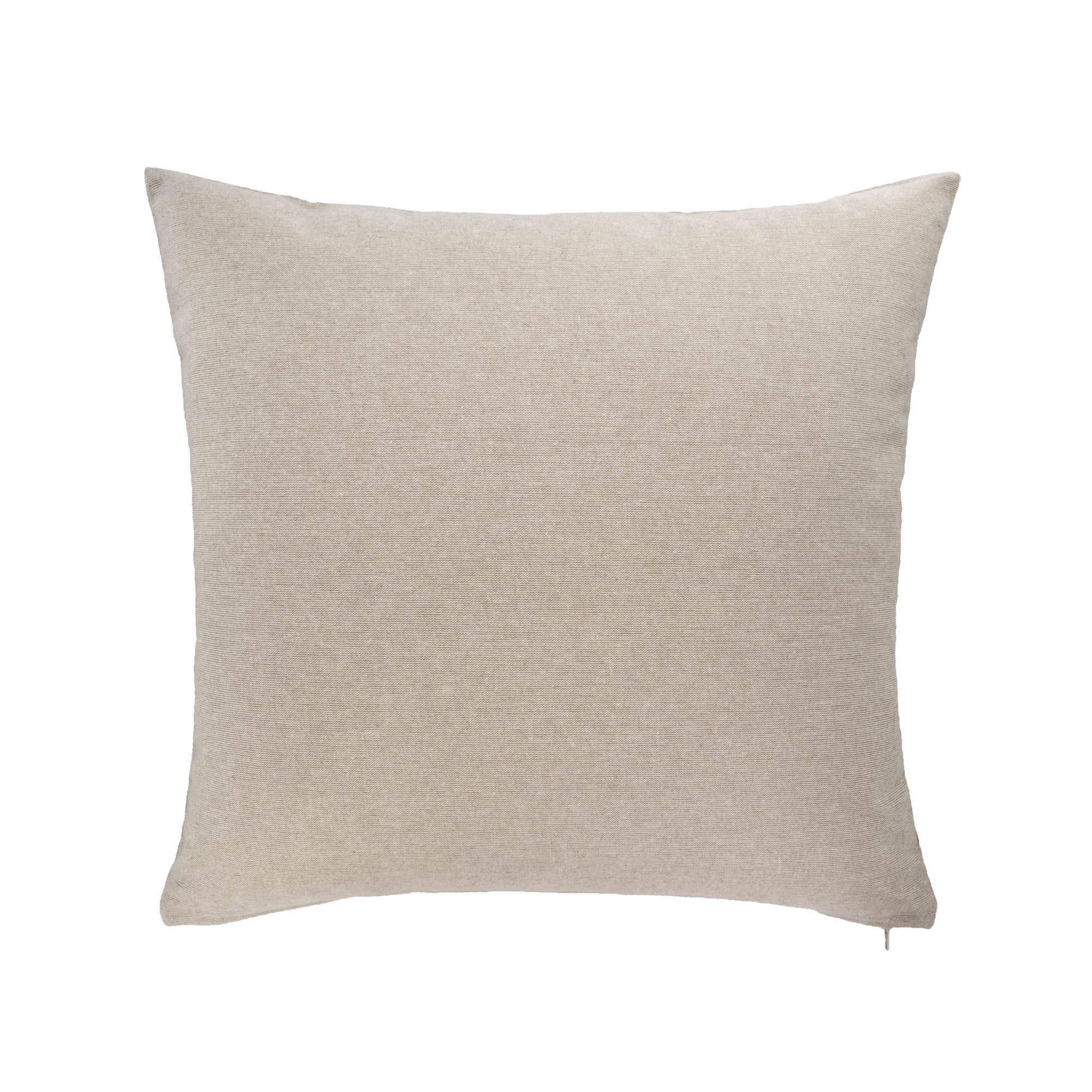 Back side of Jardin artisan embroidered linen pillow cover made of natural beige linen with soft texture and concealed zipper by ChouChou Touch