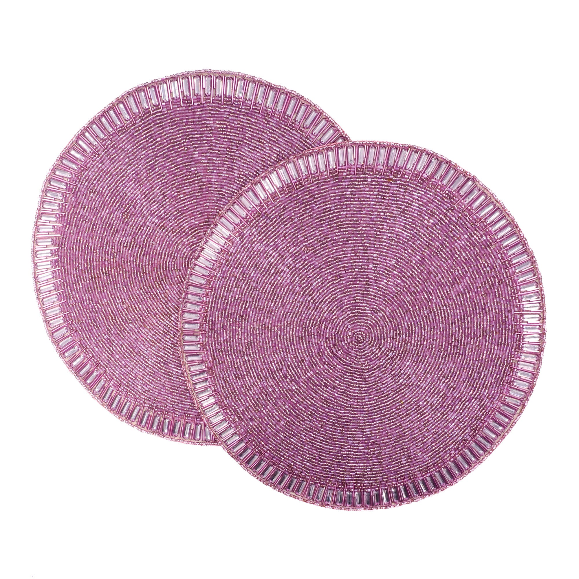 Set of two handmade lavender glass beaded placemats, artisanal coastal-decor by ChouChou Touch