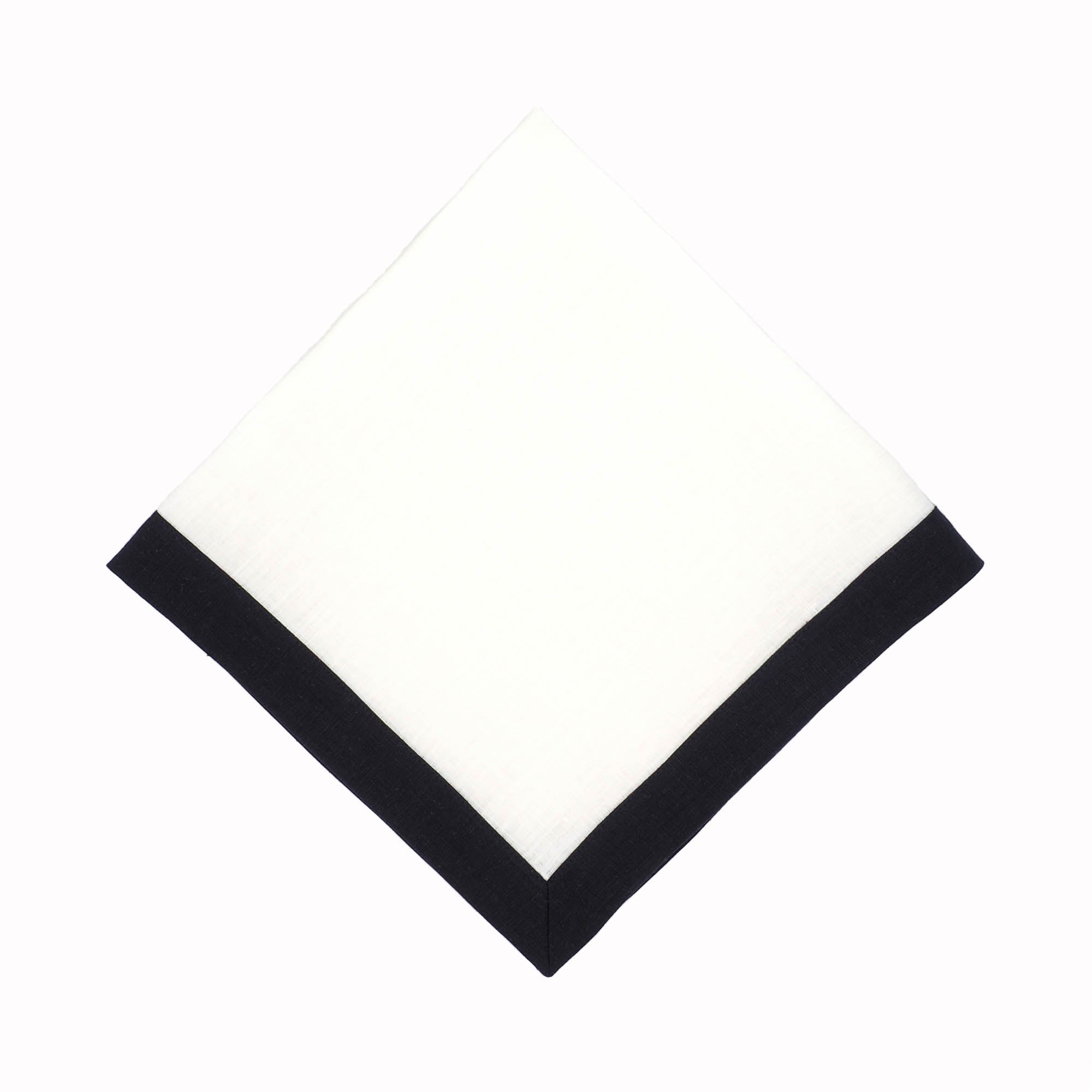 Close-up of black border linen napkin, crafted from 100% linen, perfect for both formal and casual dining.