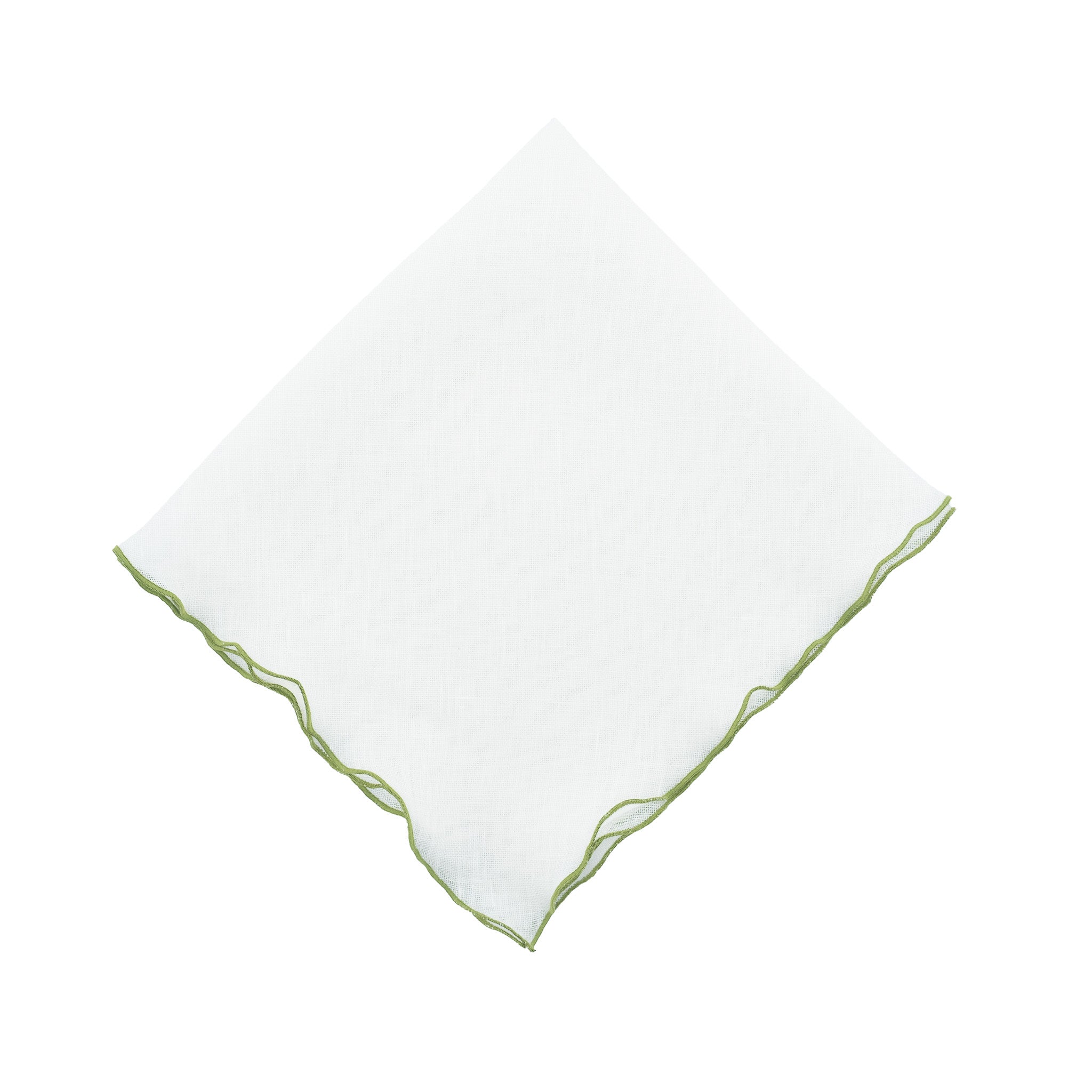 Premium linen napkins featuring green ruffled edges, perfect for a sophisticated and lively dining experience.