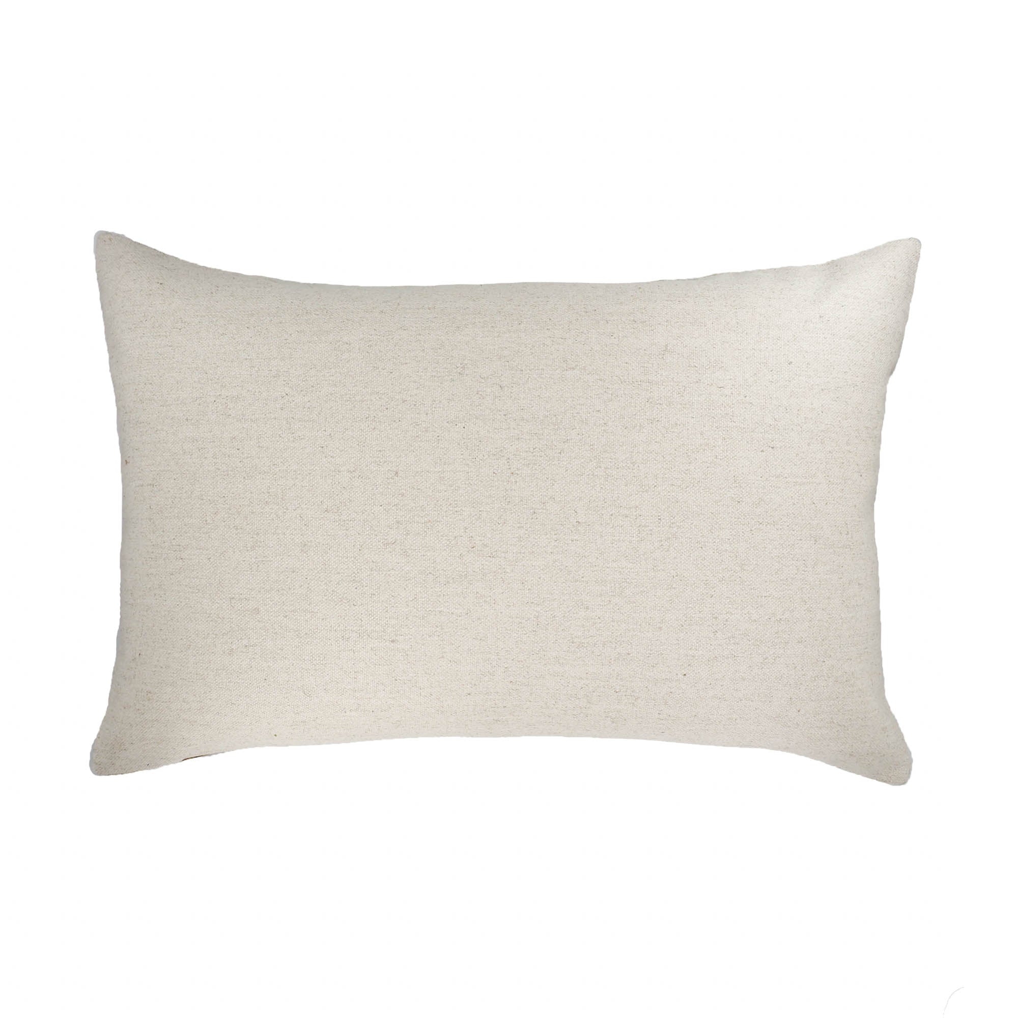 Elegant throw pillow with handwoven green and ivory ikat pattern and yellow accents.