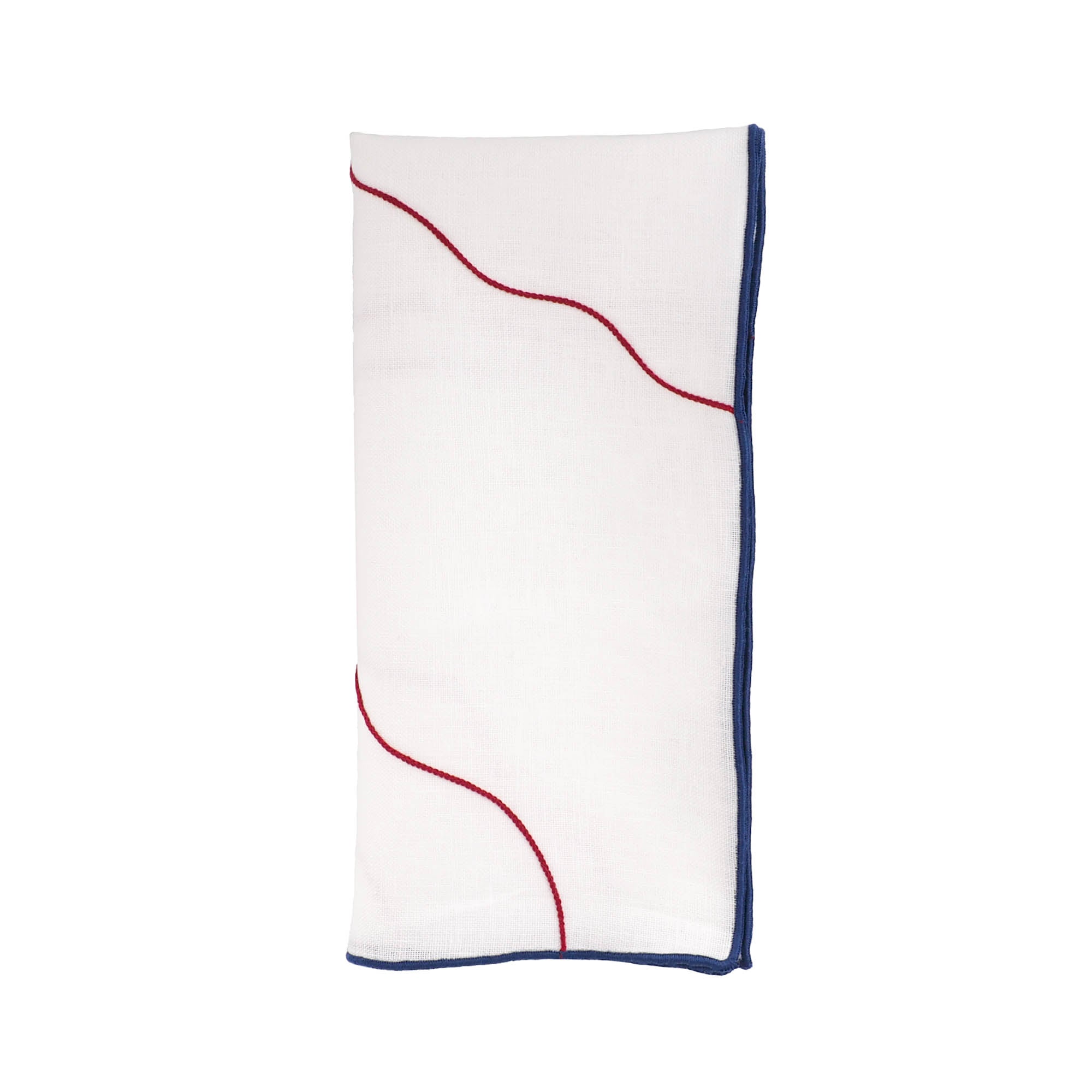 Chouchou Touch Miami Linen Napkins, handcrafted for a sophisticated dining experience with premium linen and blue stitching.