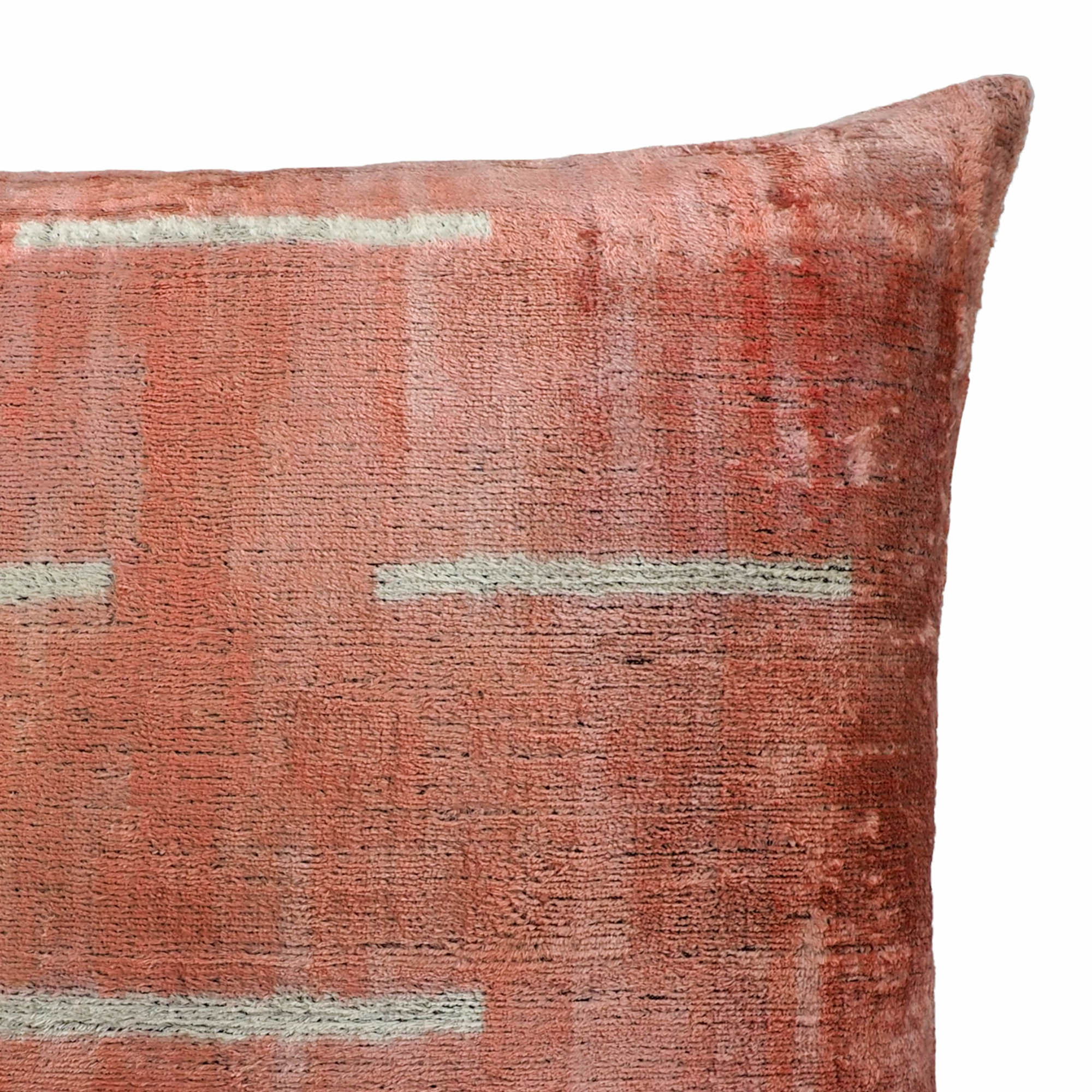 Nostalgia Silk Velvet Ikat Throw Pillow, 20 x 20, featuring luxurious silk velvet with intricate Ikat designs, perfect for elevating your living room or bedroom.
