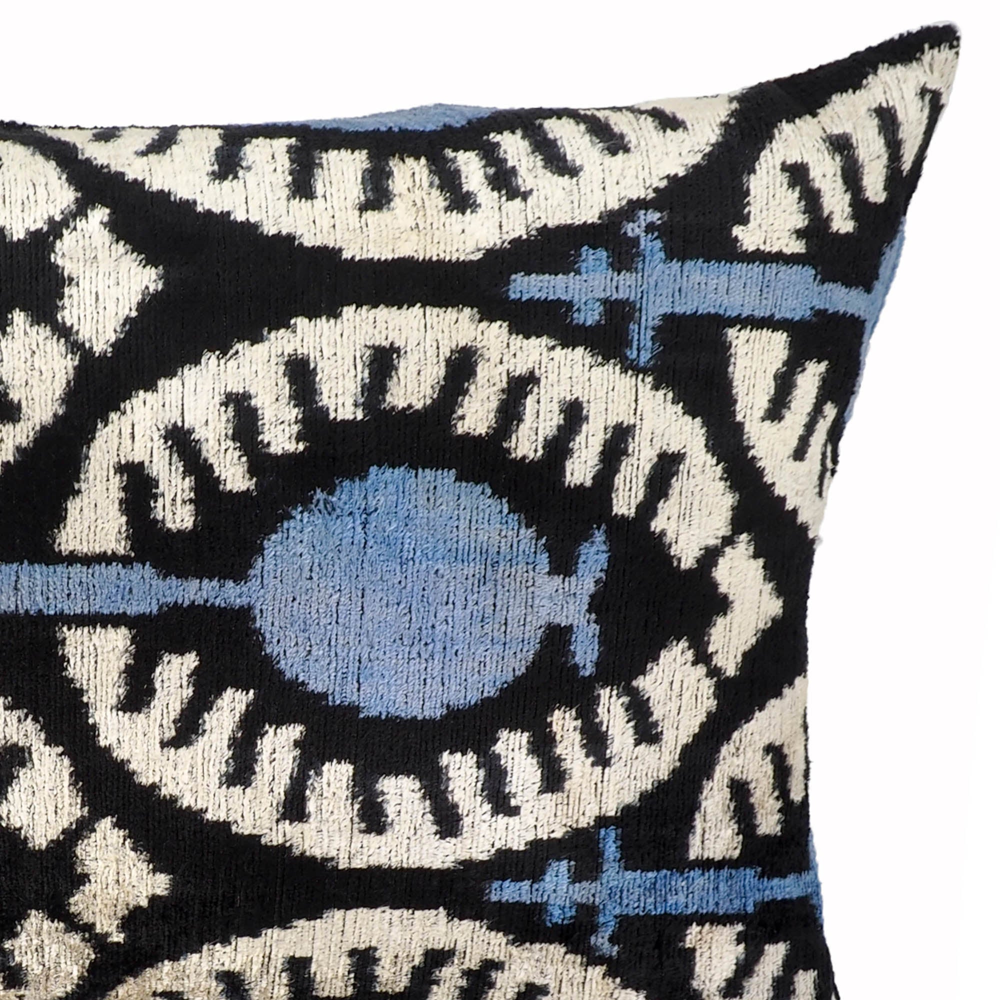 Chouchou Touch Oasis Silk Velvet Ikat Pillow, 16 x 24, a plush, high-quality silk velvet pillow with bold, colorful Ikat patterns, enhancing any home decor.