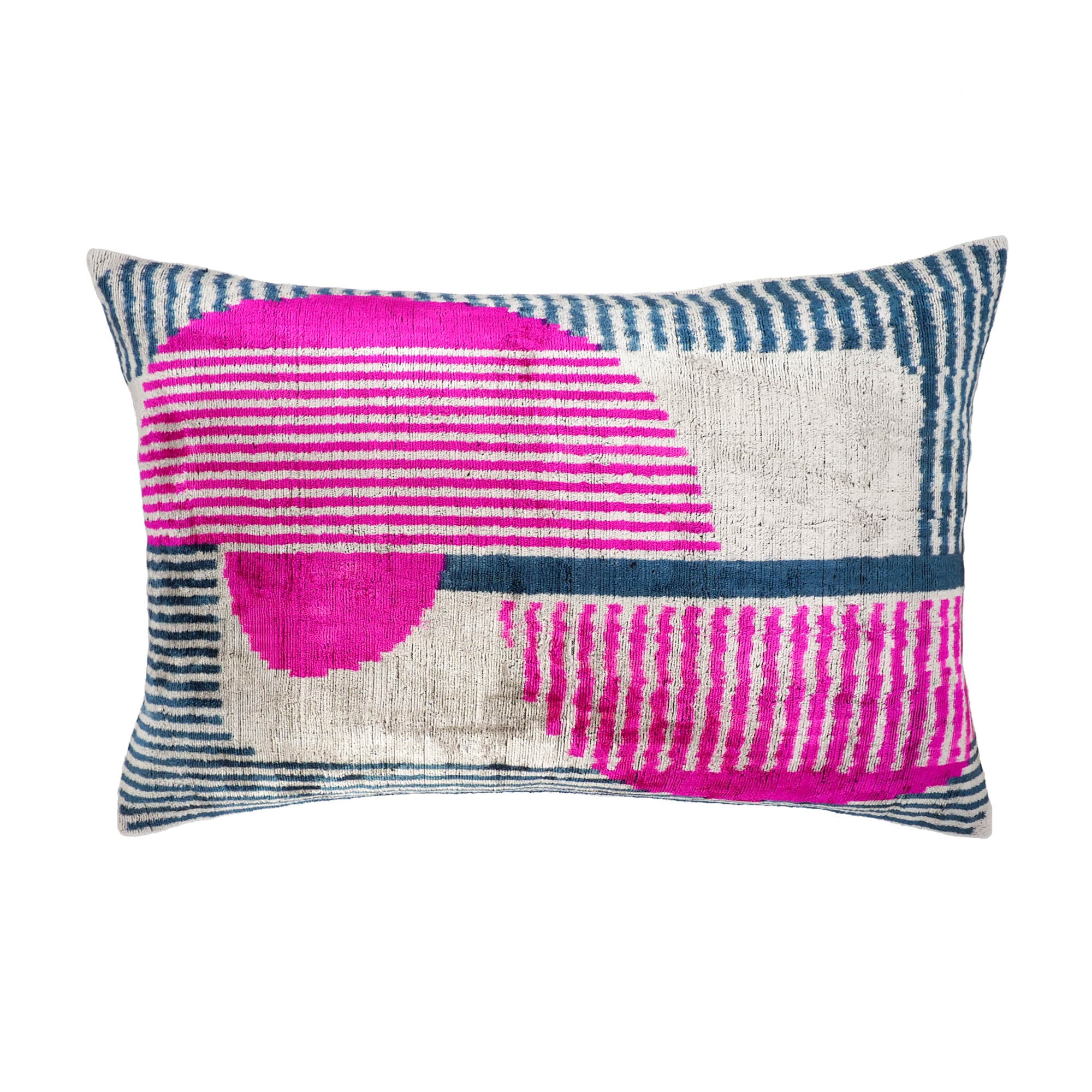 Chouchou Touch Parisienne 2 Ikat Pillow Cover, 16 x 24, combining 100% pure silk velvet with intricate, handwoven Ikat designs for a stunning décor piece.