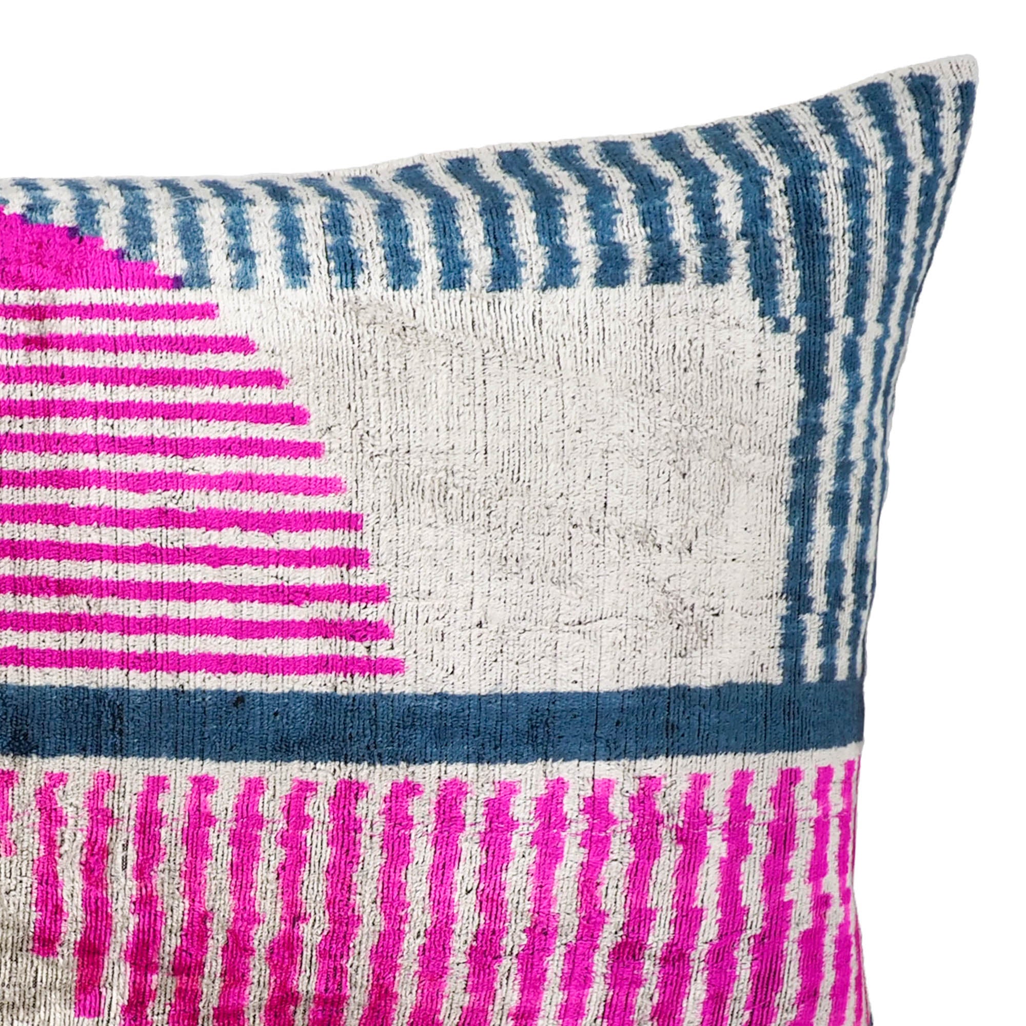 Chouchou Touch Parisienne 2 Silk Velvet Ikat Throw Pillow Cover, 16 x 24, perfect for adding a colorful and luxurious accent to your living space.