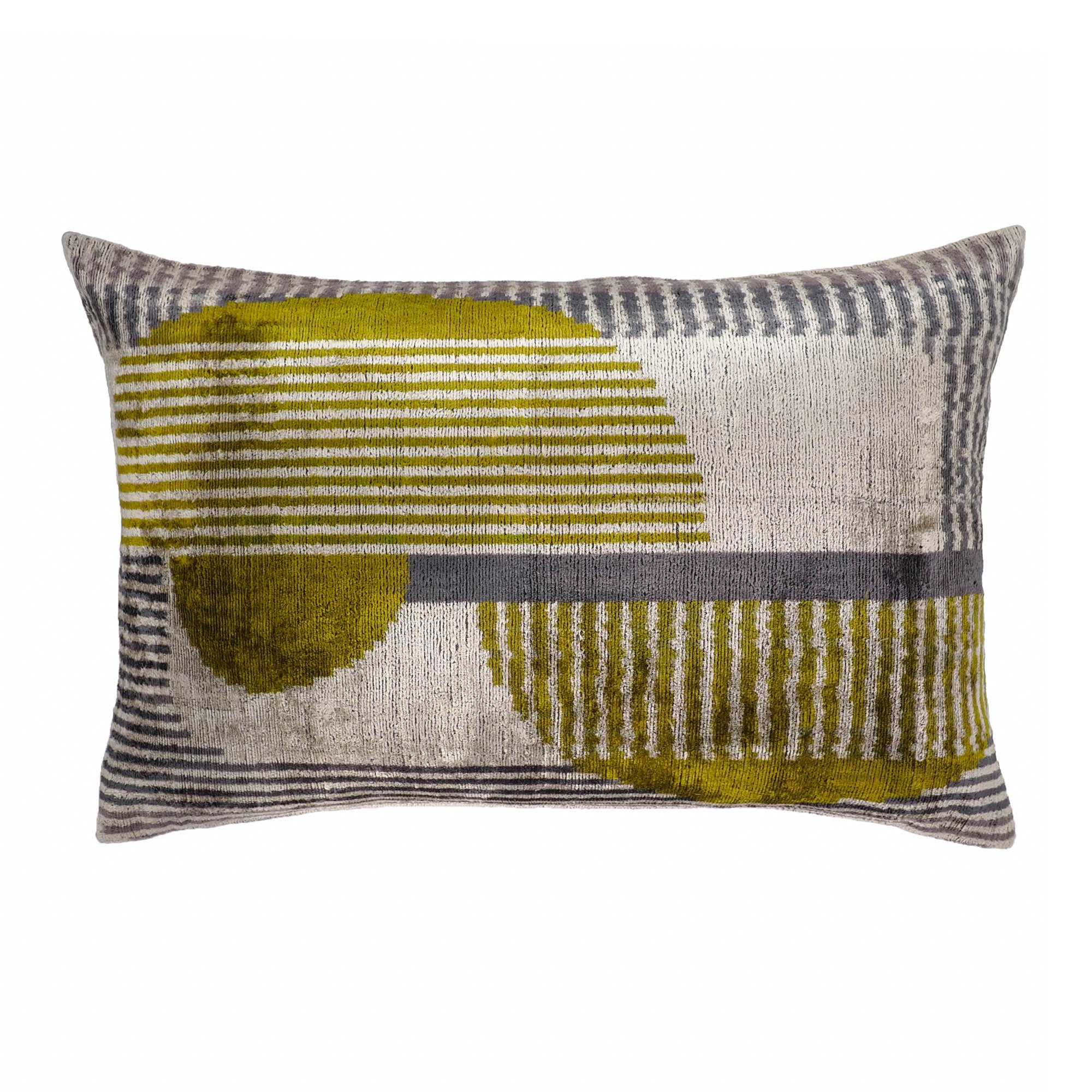 Parisienne Silk Velvet Ikat Pillow Cover, 16 x 24, combining the elegance of silk velvet with vibrant Ikat weaving for a colorful home accent.