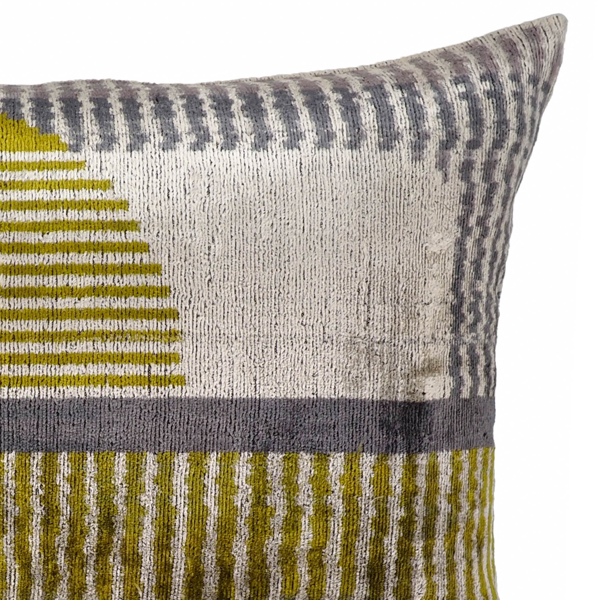 Chouchou Touch Parisienne Silk Velvet Ikat Pillow Cover, 16 x 24, featuring handcrafted silk velvet and traditional Ikat patterns for a timeless, elegant touch.