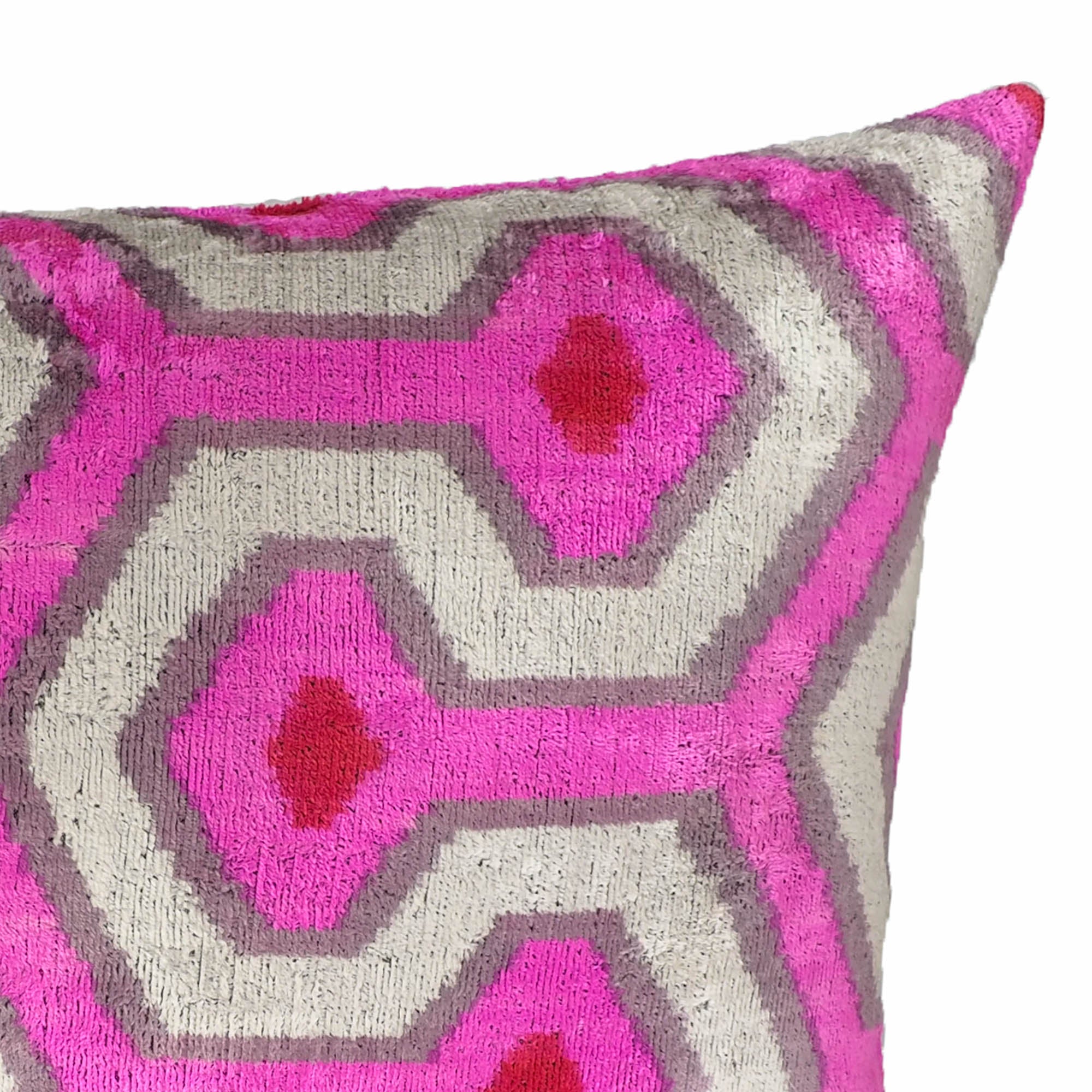 Chouchou Touch Pinky Silk Velvet Ikat Throw Pillow Cover 16 X 24