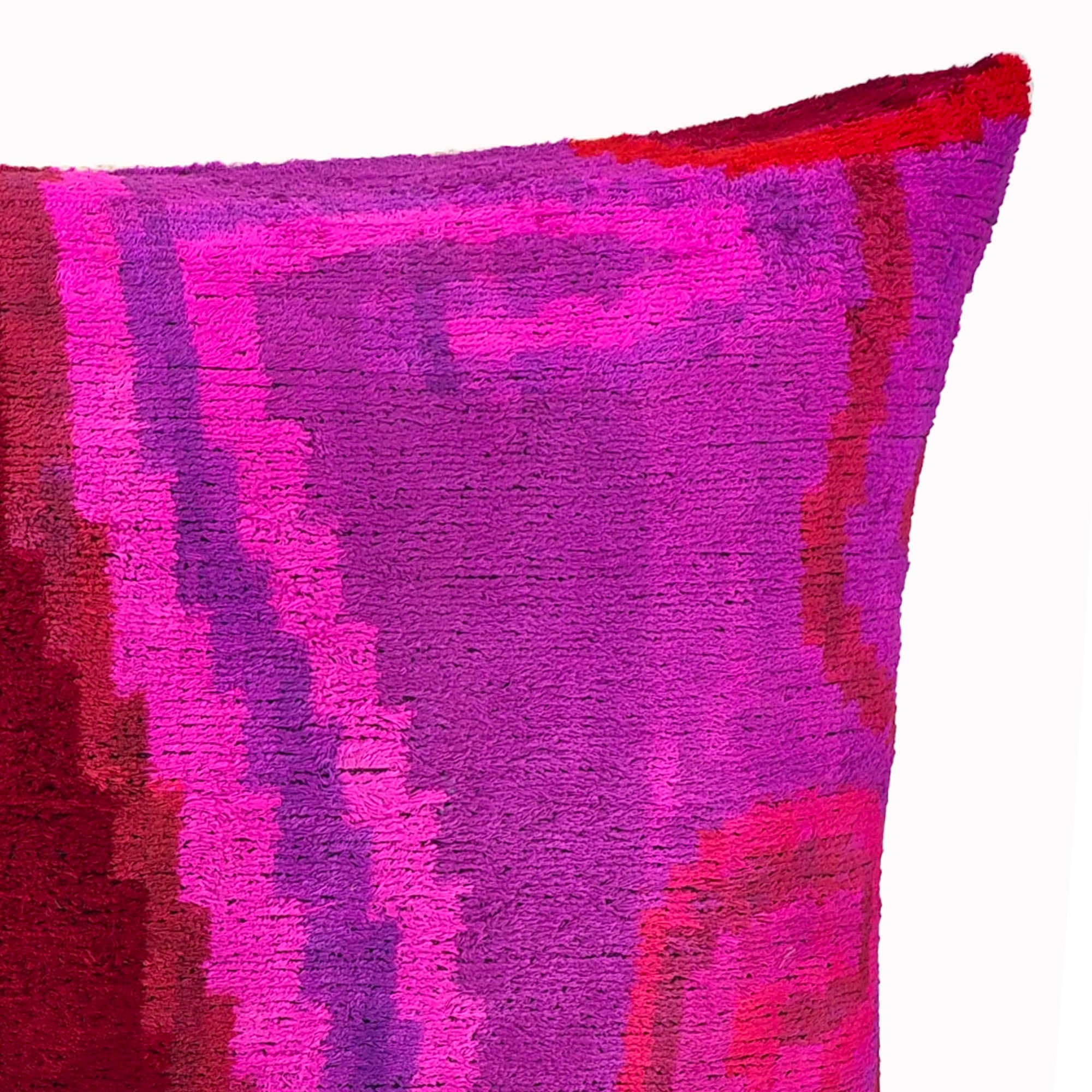 Platon Silk Velvet Ikat Throw Pillow Cover, 16 x 24, made of 100% pure silk with rich Ikat patterns, a perfect luxurious addition to your sofa or bedroom.