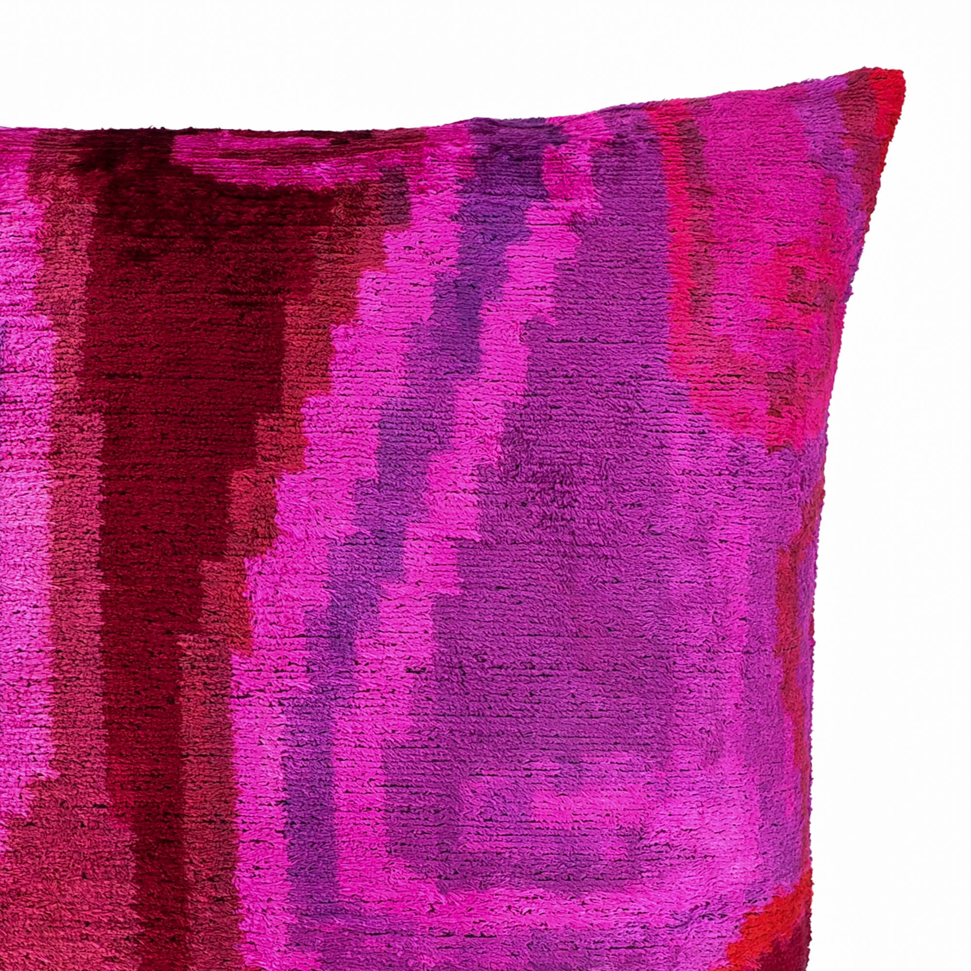Chouchou Touch Platon Silk Velvet Ikat Pillow, 20 x 20, blending centuries-old Ikat weaving traditions with modern silk velvet for a unique decorative pillow.