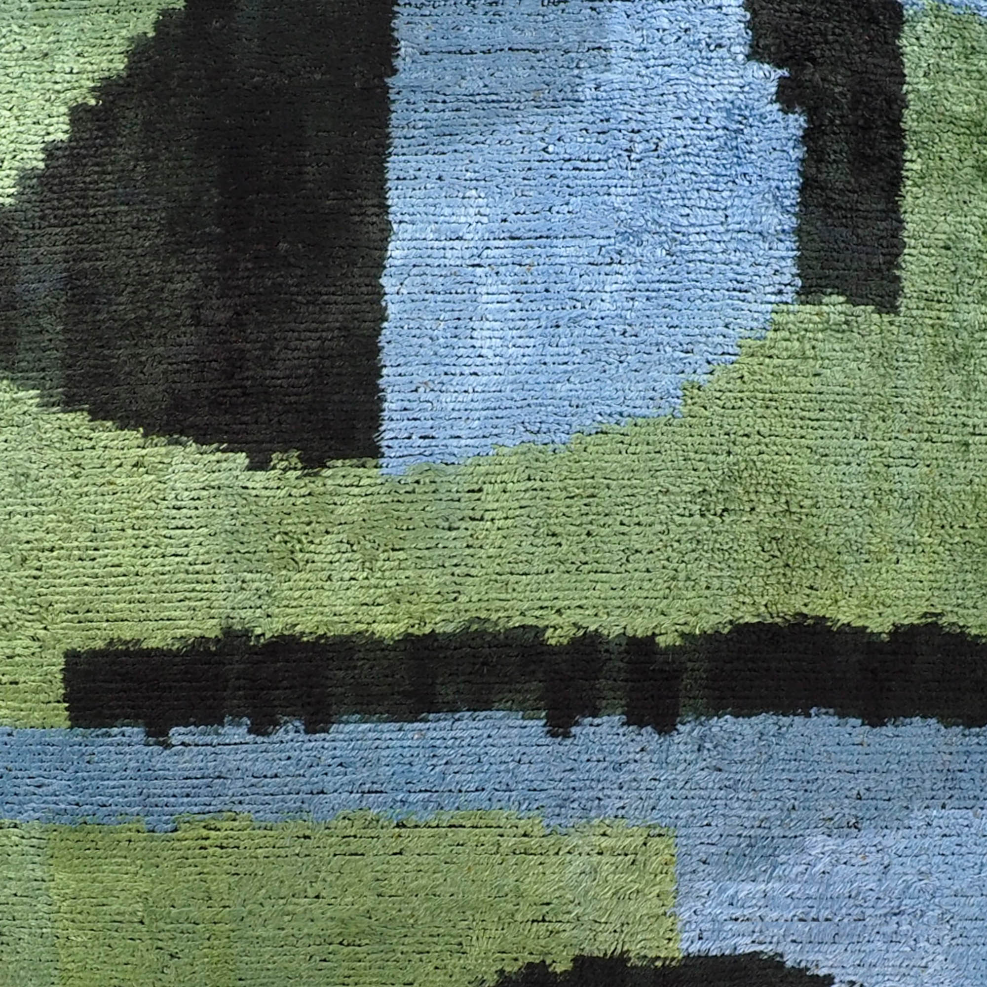 Robin Silk Velvet Ikat Throw Pillow Cover, 20 x 20, a premium silk velvet pillow with handwoven Ikat designs, ideal for adding elegance and texture to your sofa.