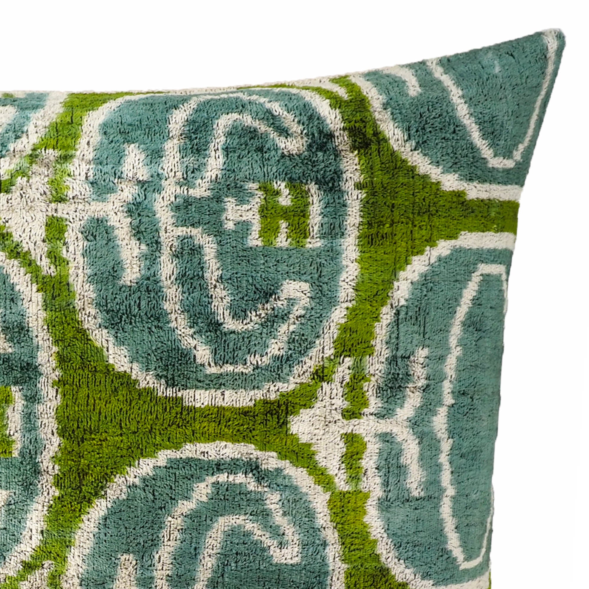 Scorpio Silk Velvet Ikat Pillow, 16 x 24, crafted from 100% pure silk, showcasing rich Ikat patterns and the zodiac Scorpio design for a cosmic touch.
