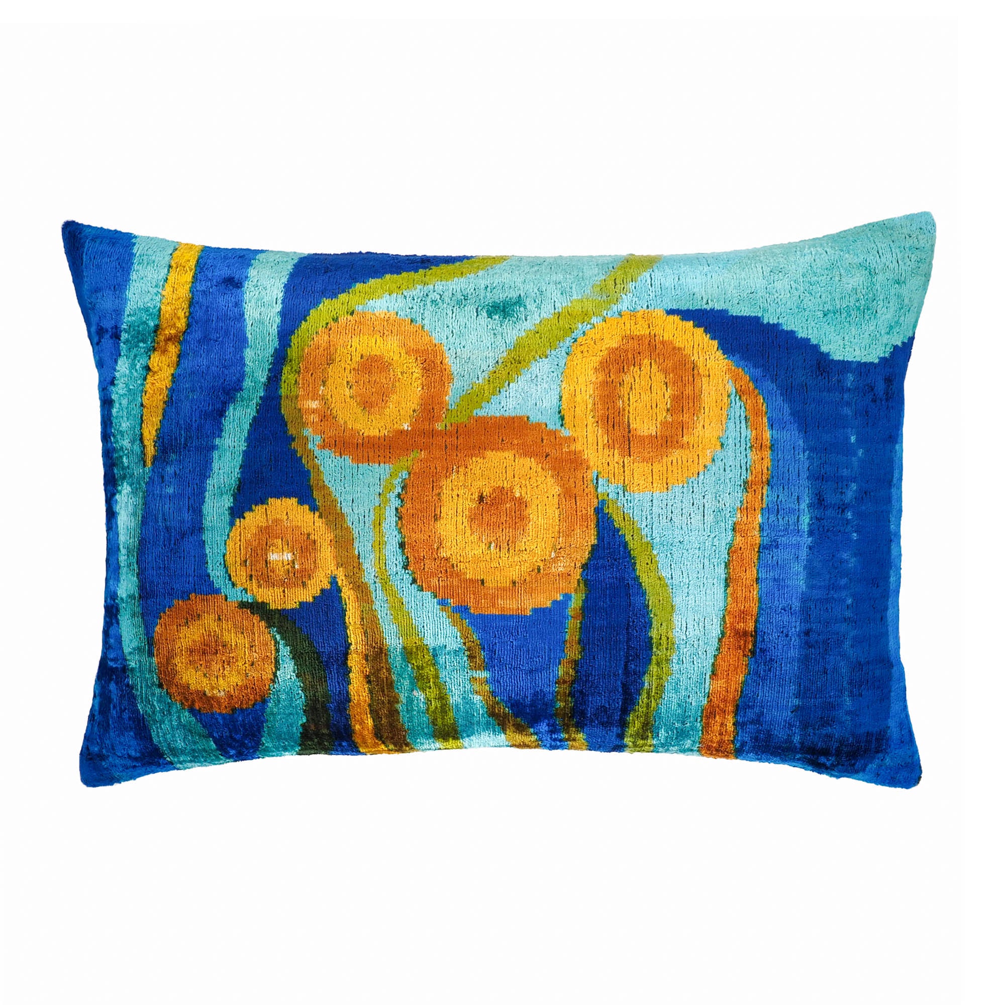 Chouchou Touch Star Night Silk Velvet Ikat Pillow Cover, 16 x 24, combining luxurious silk velvet with starry Ikat motifs for an opulent accent piece.