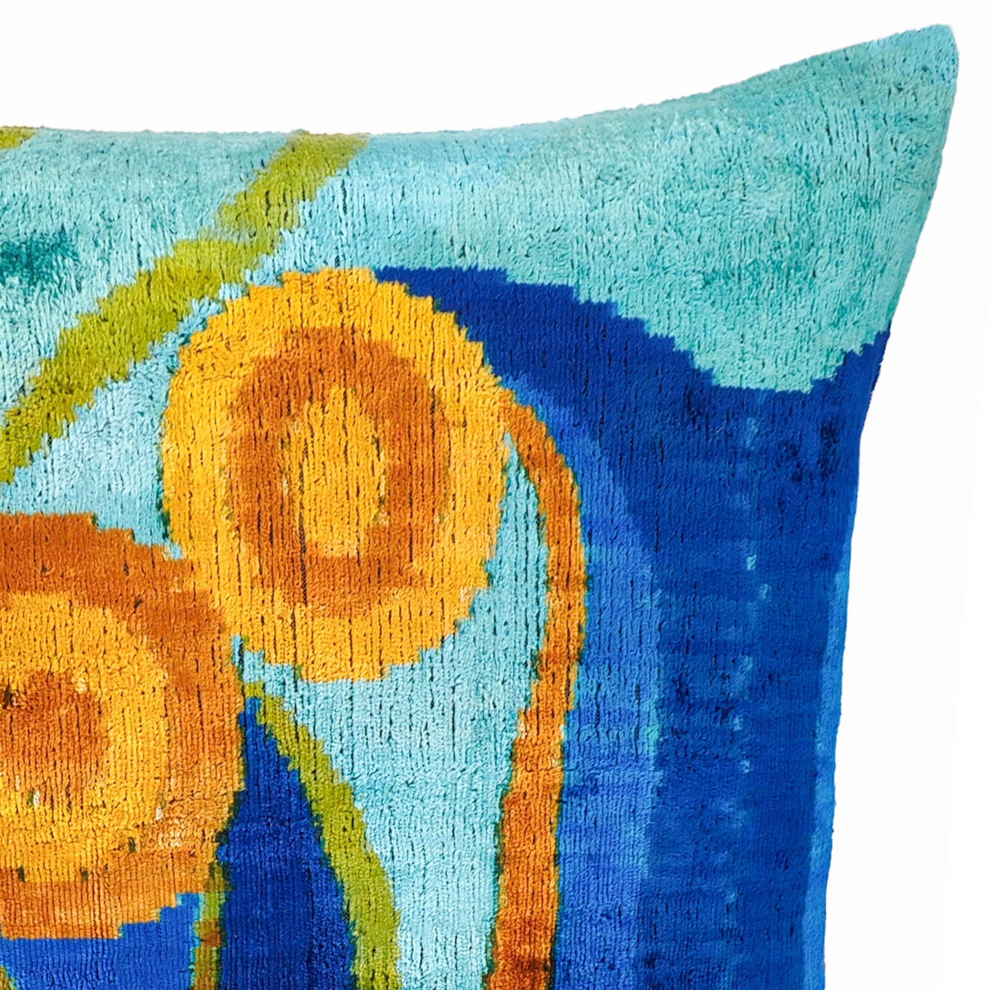 Chouchou Touch Star Night Silk Velvet Ikat Pillow, 16 x 24, capturing the beauty of the night sky with intricate Ikat patterns on sumptuous silk velvet.