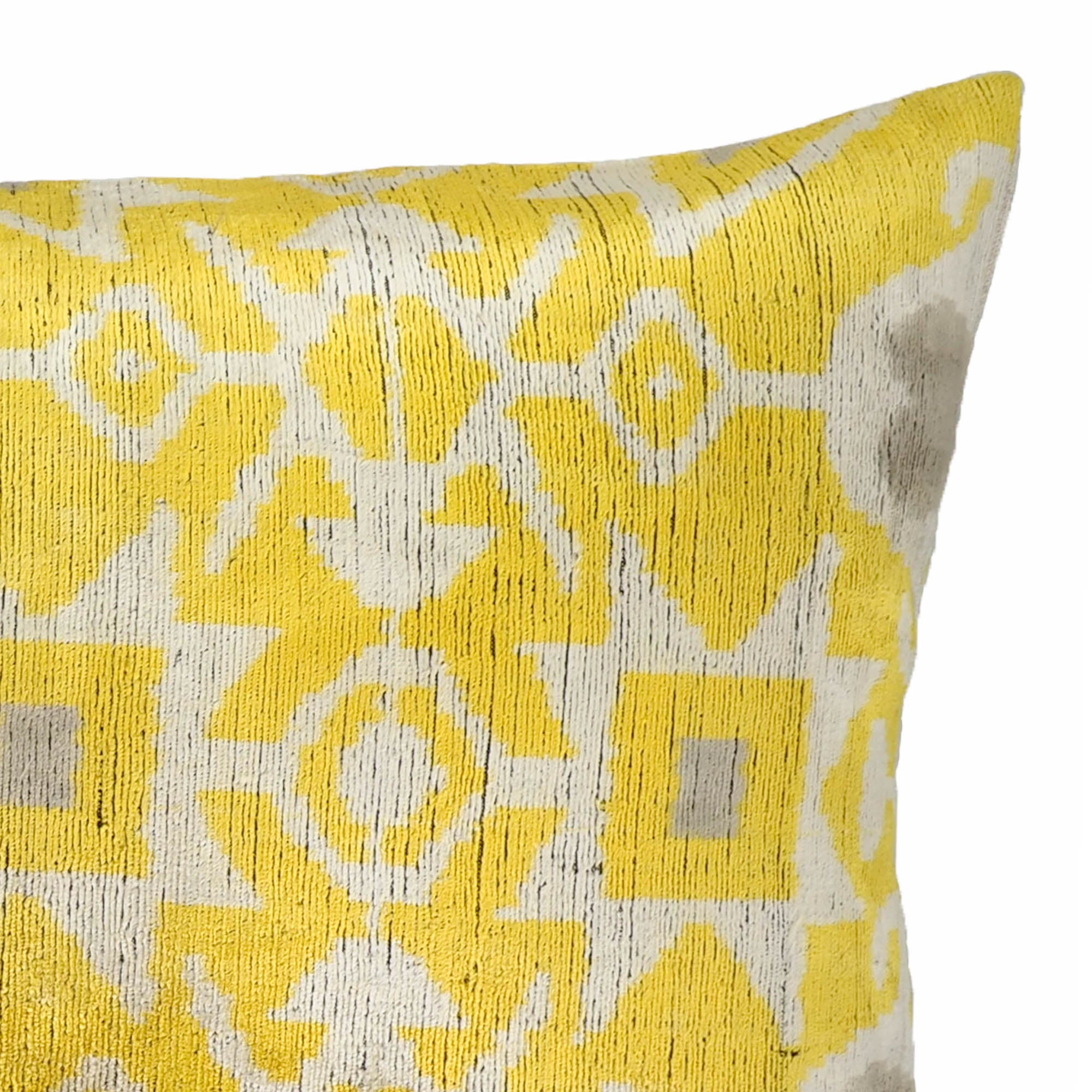 Chouchou Touch Valentina Ikat Throw Pillow Cover, 16 x 24, made from 100% pure silk velvet and adorned with stunning handwoven Ikat patterns.