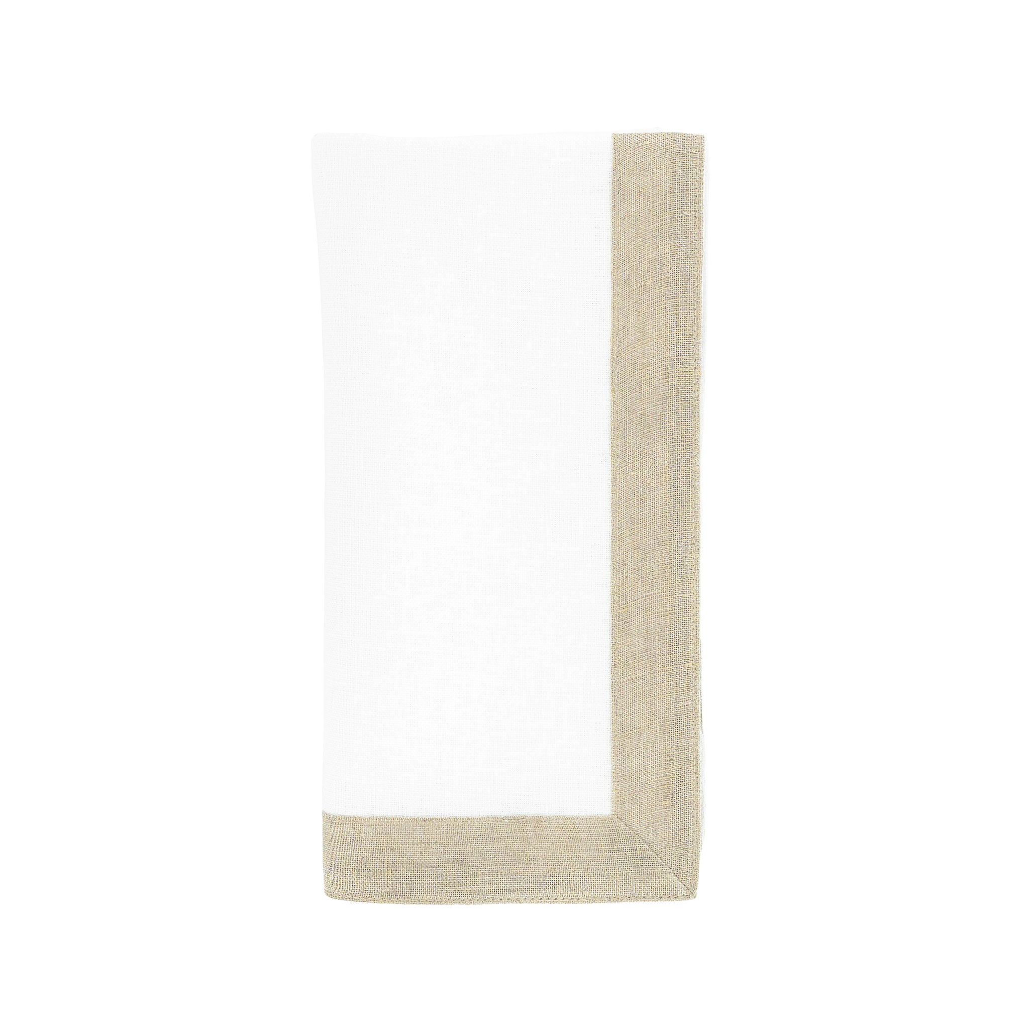 Luxurious white linen napkins with glittering sparkle borders, perfect for both formal events and casual gatherings.