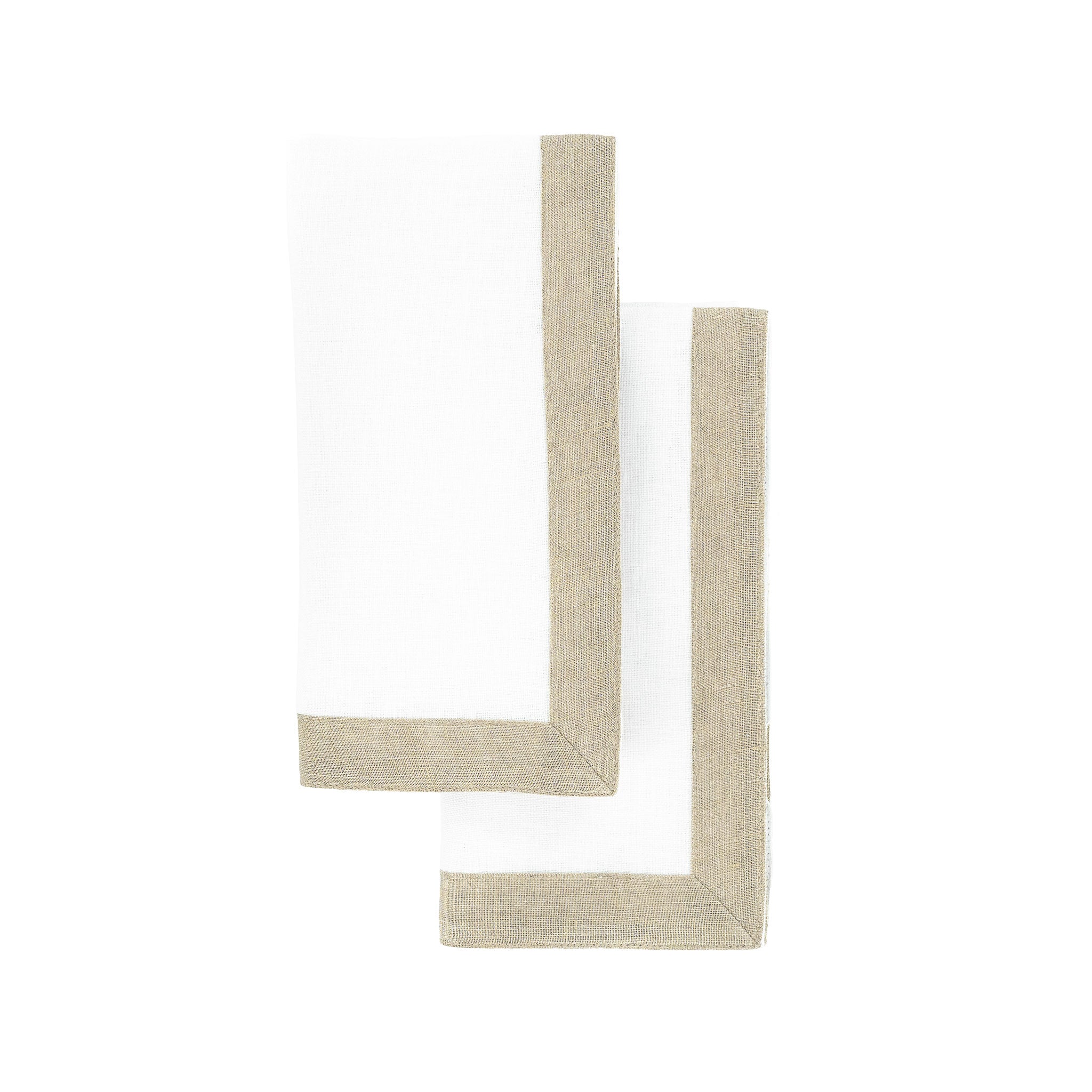 Premium white linen napkins featuring shiny sparkle borders, designed to elevate any dining occasion.